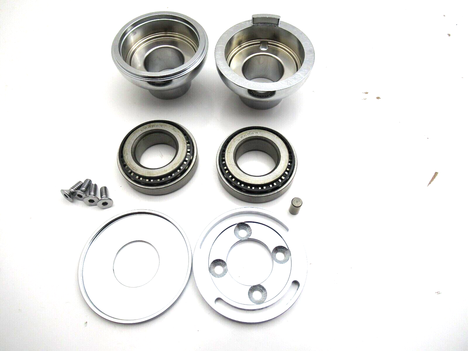 FOR HARLEY BT, CHROME INTERNAL FORK STOP, NECK BEARING KIT, CUSTOM -36 AND UP BT