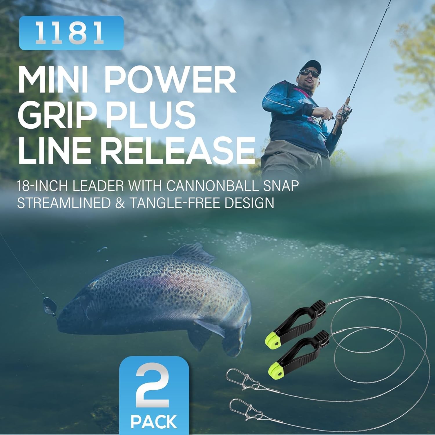 for 1181 Scotty Mini Power Grip Plus Downrigger Release W/ Cannonball Snap 2Pack