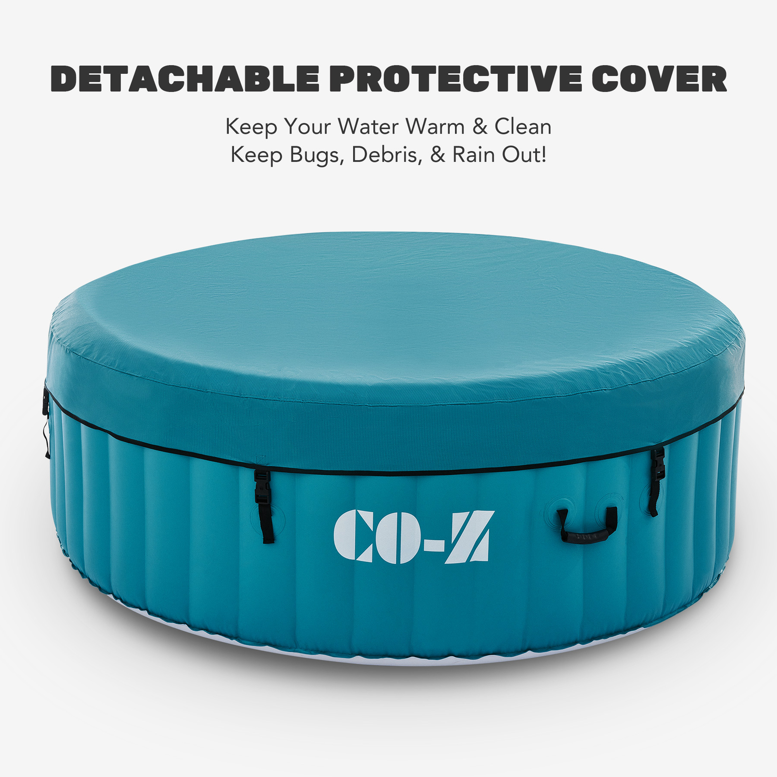 6ft Inflatable Hot Tub Portable Above Ground Pool with 120 Air Jets Heater Teal