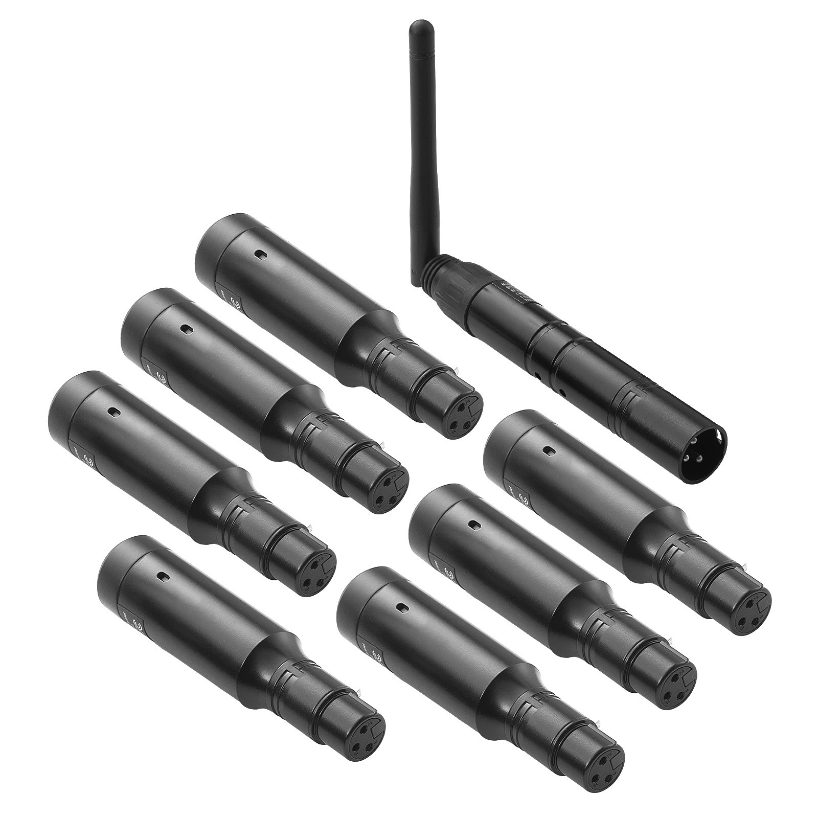 DMX Wireless Receiver Transmitter Rechargeable Battery Stage Light 8 PCs Black