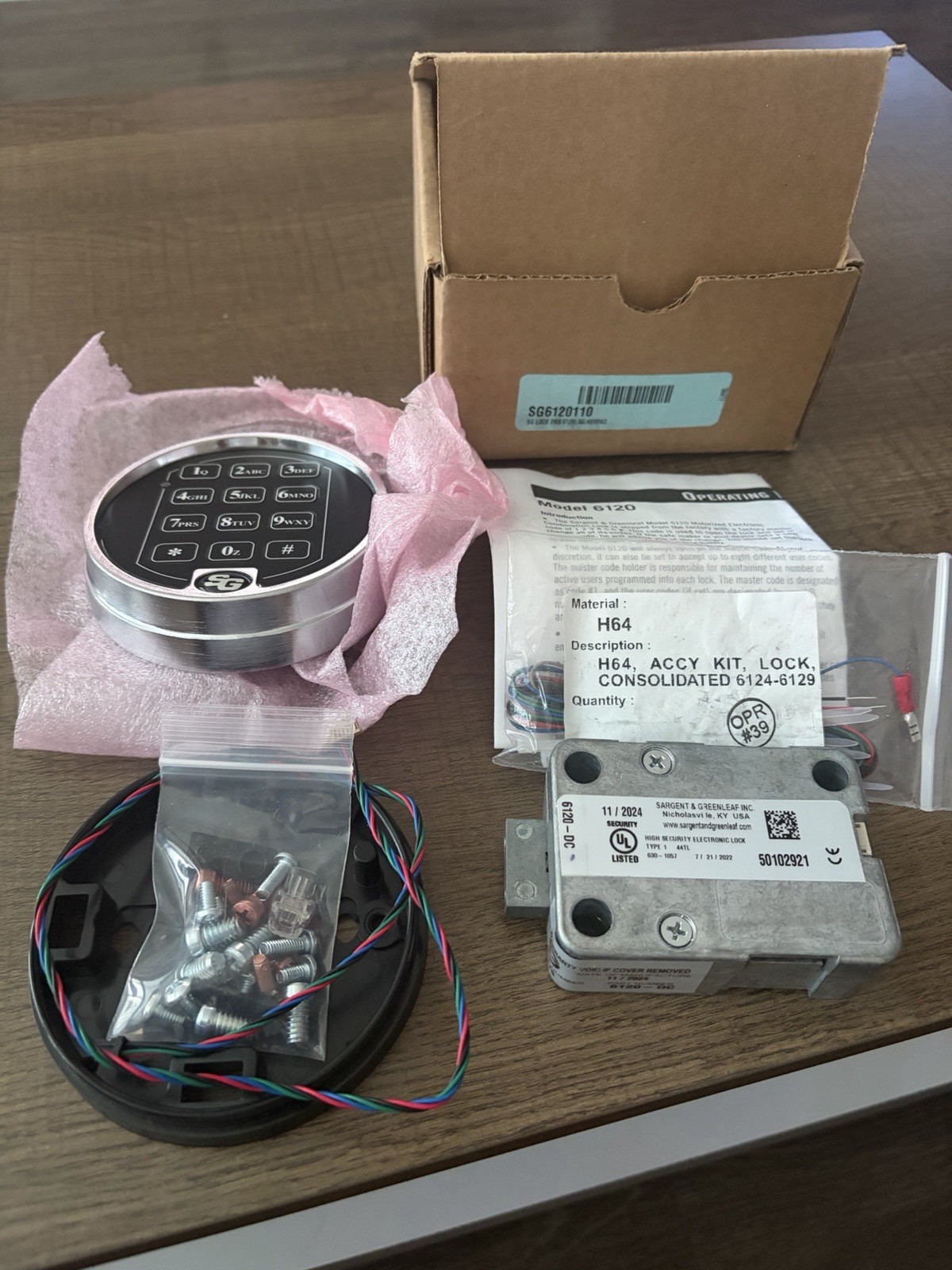 6100 Series Electronic Safe Lock Package; 6120 Model; Satin Chrome - SG6120110