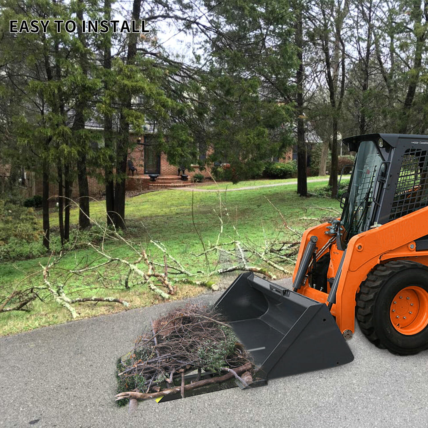 42" Heavy Duty Debris Fork for Tractor Skid Steer Buckets Clamp on Trash Forks