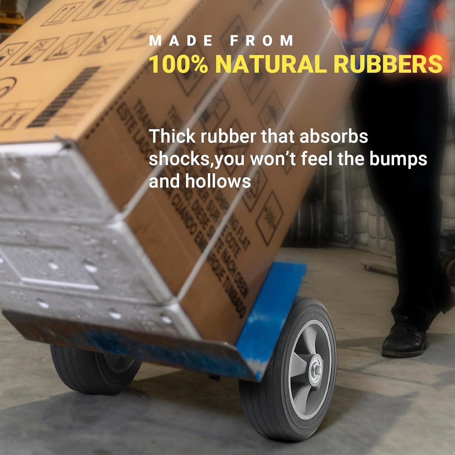 Easy-Install 8" x 2" Flat-Free Wheels for Dollies & Garden Carts - Set of 2