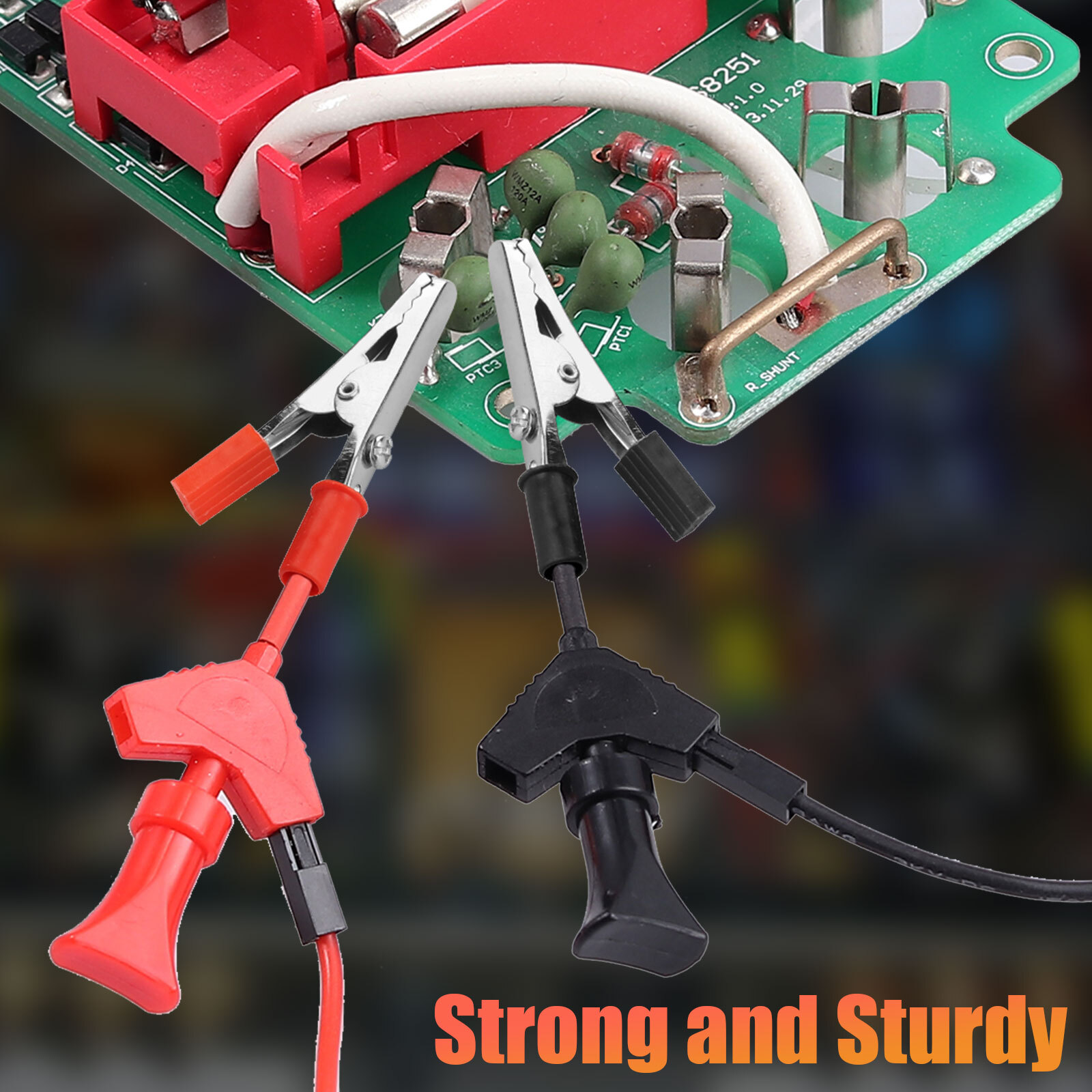 50Pcs Electrical Test Clamps Metal Alligator Clips with Red & Black Handle Bulk