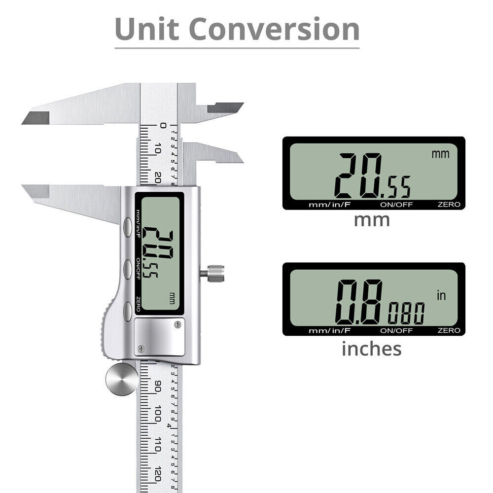 6" 150mm Digital Caliper Electronic Micrometer LCD Measuring Tool with Fraction