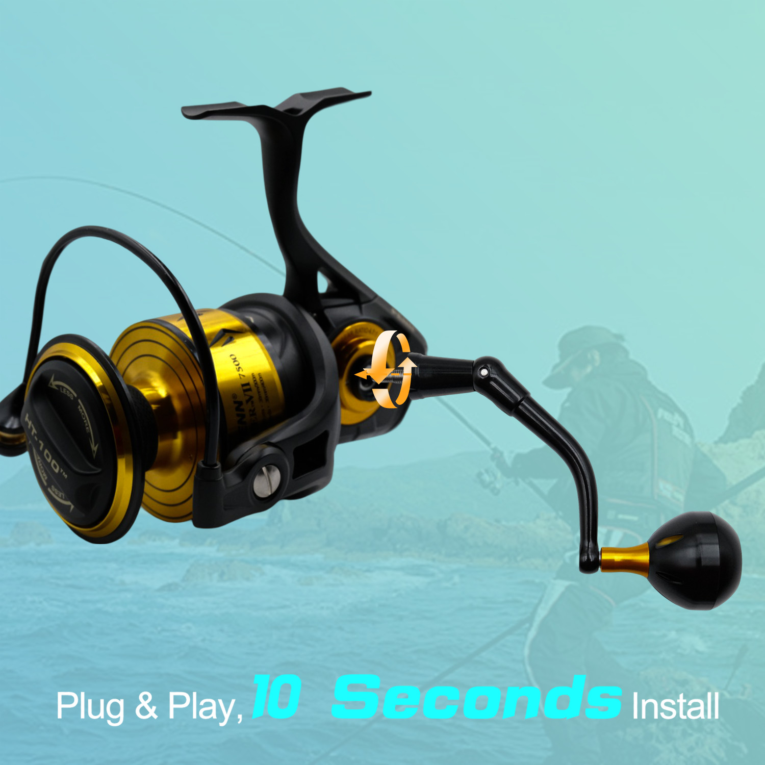 RYABT For Penn Spinfisher VI VII 7500-8500 Long Cast V Reel 92mm Power Handle