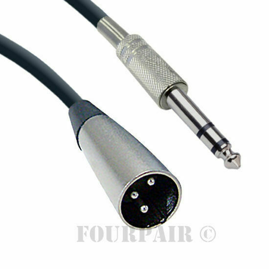 25ft XLR 3-Pin Male to 1/4" Stereo Plug Shielded Microphone Mic Cable Cord TRS