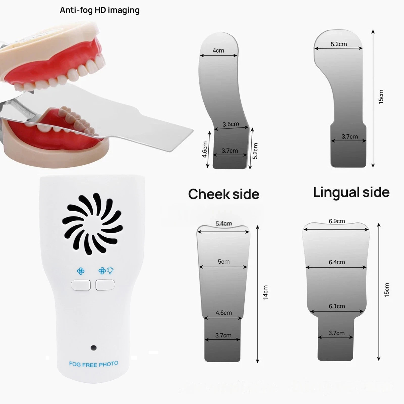 Dental Occlusal Mirror Fog Free LED Oral Intra Photo System 4 Mirrors Anti-Fog