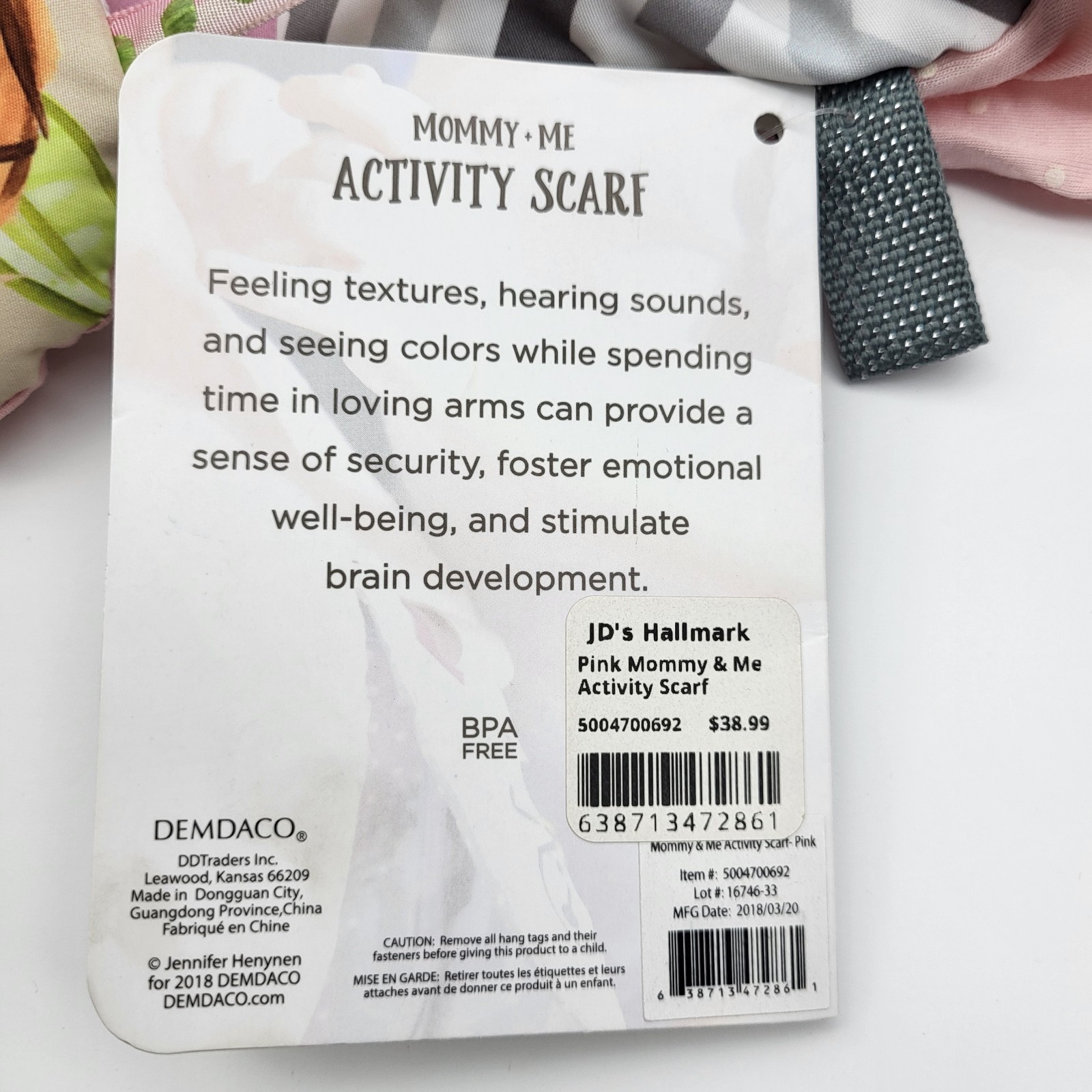 Demdaco Activity Mommy & Me Scarf Soft Pink Baby Toys Bonding Time Toddler