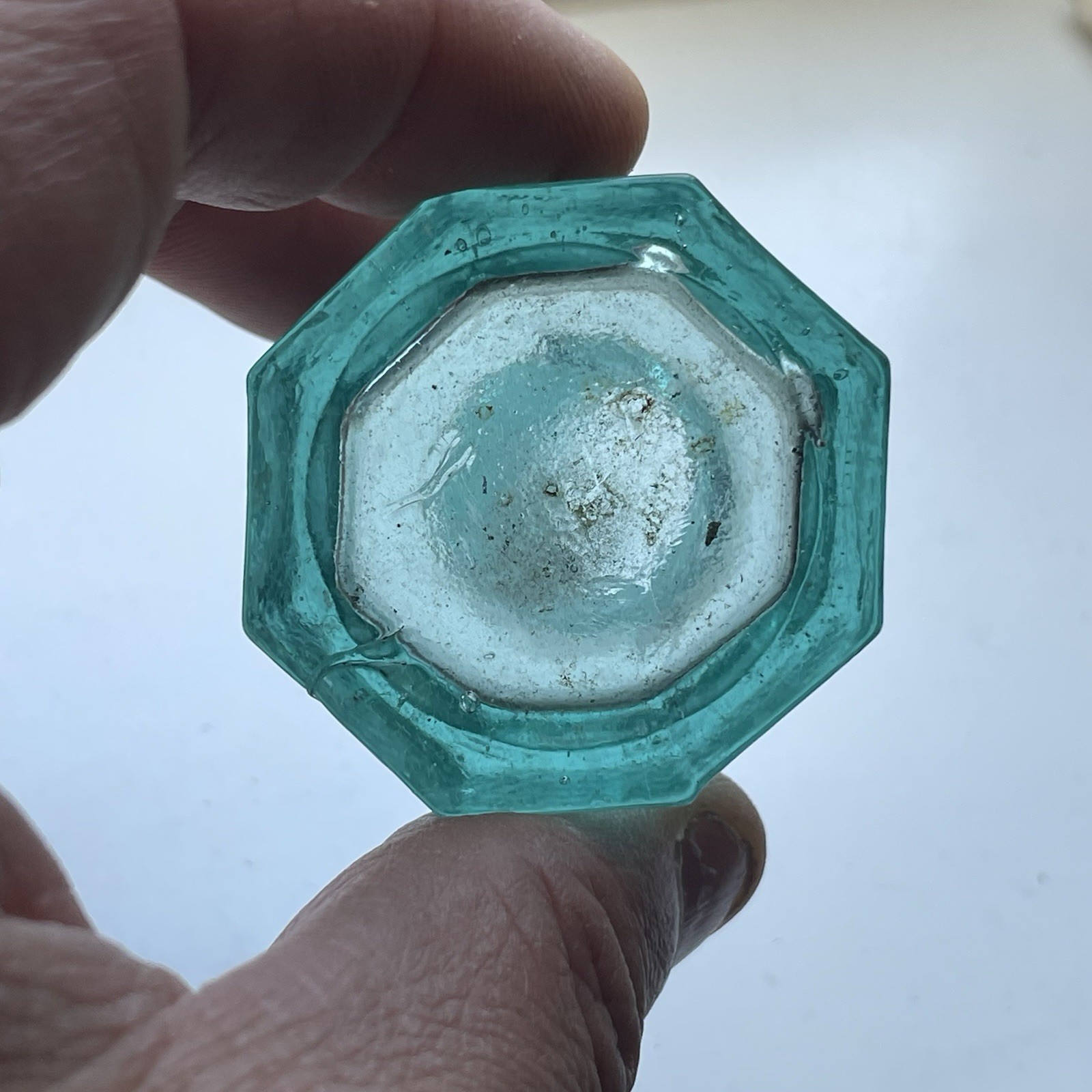 Antique Victorian Era Burst Top 8 Sided Ink Bottle