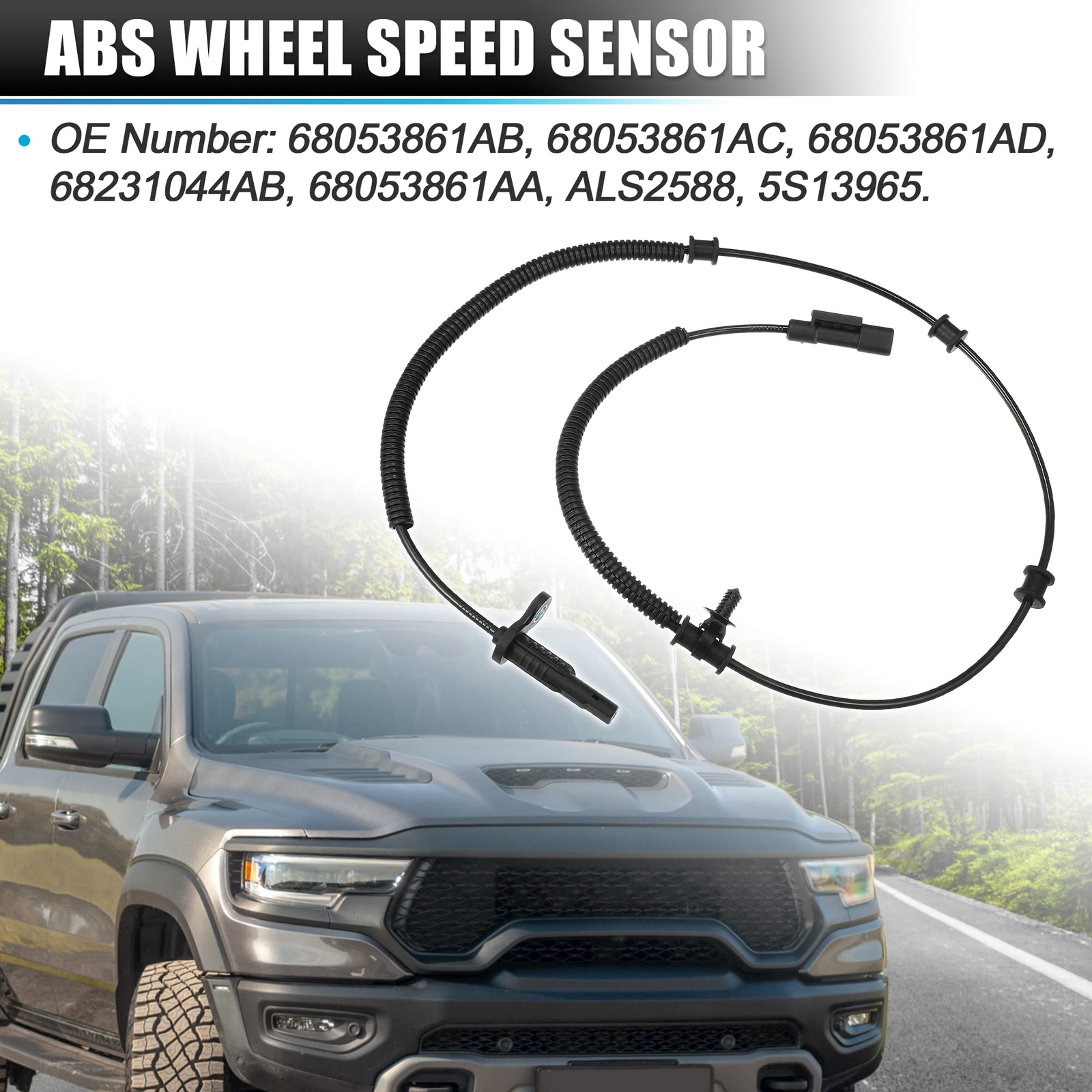 ABS Wheel Speed Sensor Rear Left or Right Wheel ABS Brake Sensor for Ram 1500