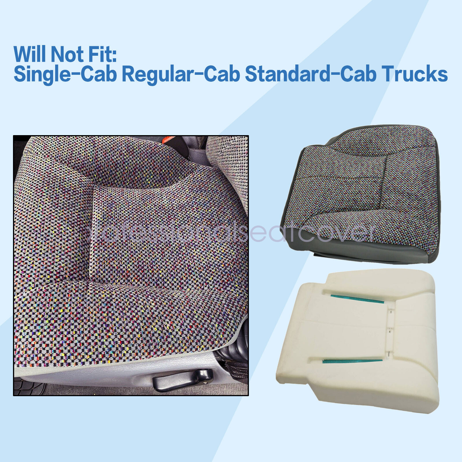 Driver Bottom Seat Cover + Foam Cushion Fits 1998-2002 Dodge Ram 1500 2500 3500