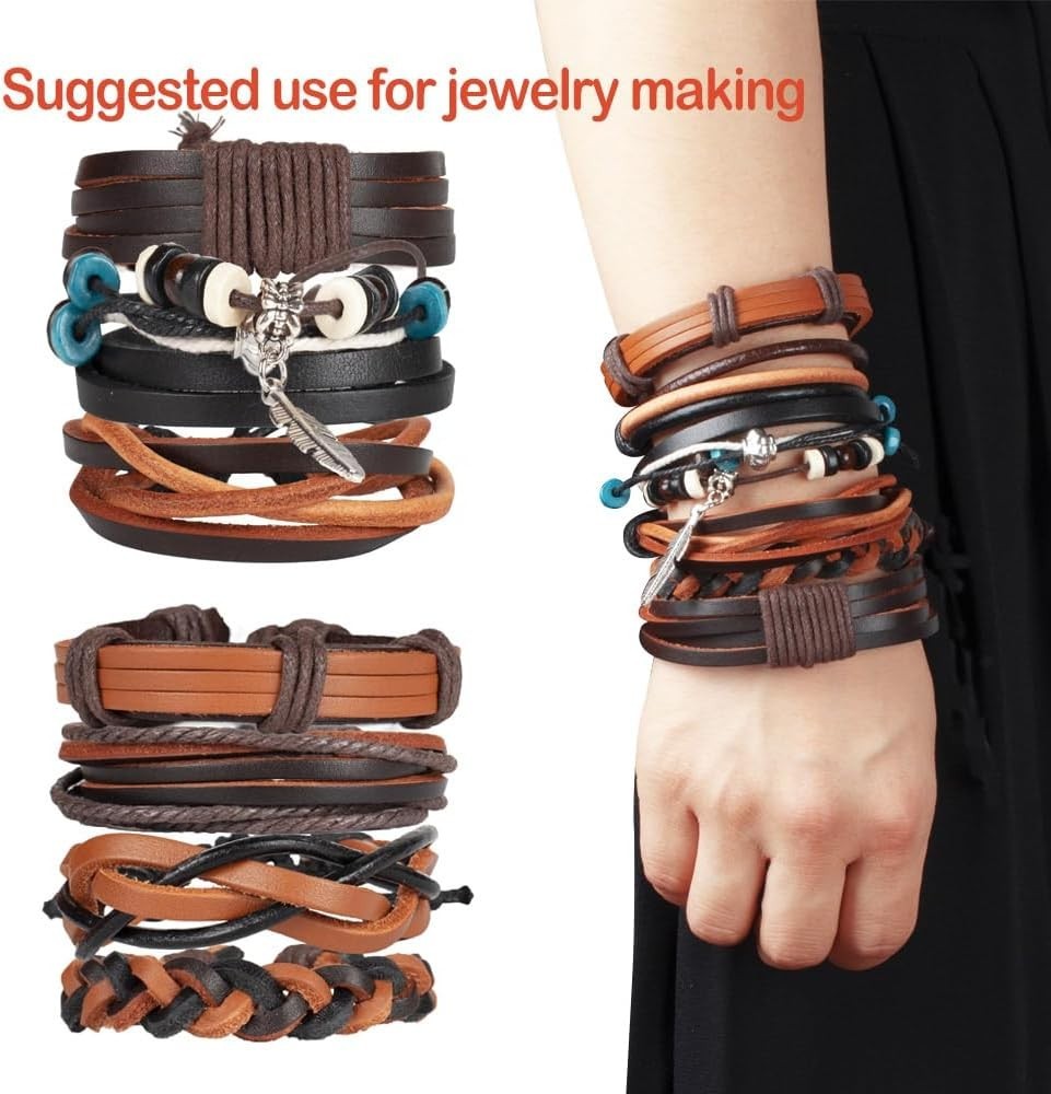 Flat Genuine Leather Strip Cord Braiding String Crafts Shoelace Tan 3mm 5 Yards