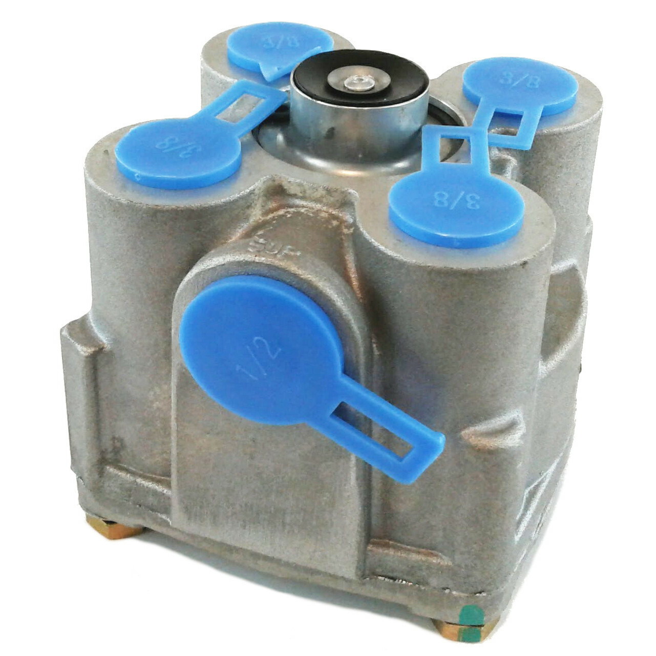 R-12 Relay Valve 3/8" 4 Port Delivery - Vertical Mount- for Heavy Duty Big Rigs