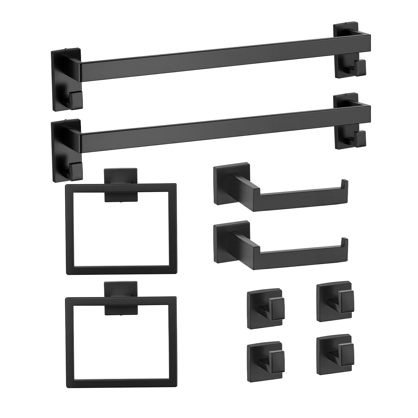 Uimoso 10-Piece Matte Black Bathroom Hardware Set with 24-Inch Towel Bar