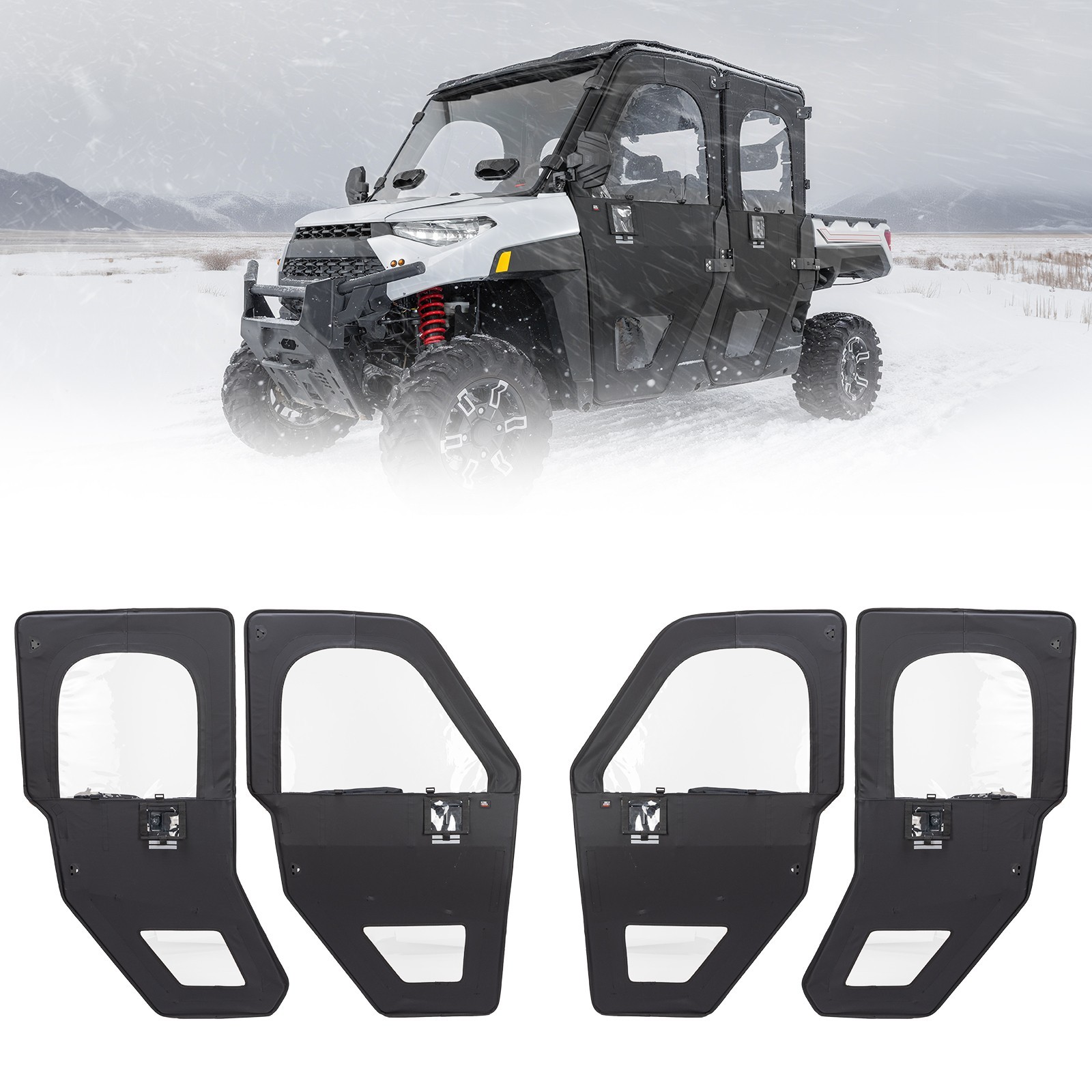 UTV Framed Door Kit Cab Enclosure for Polaris Ranger Crew XP 1000 2019-2026 PVC