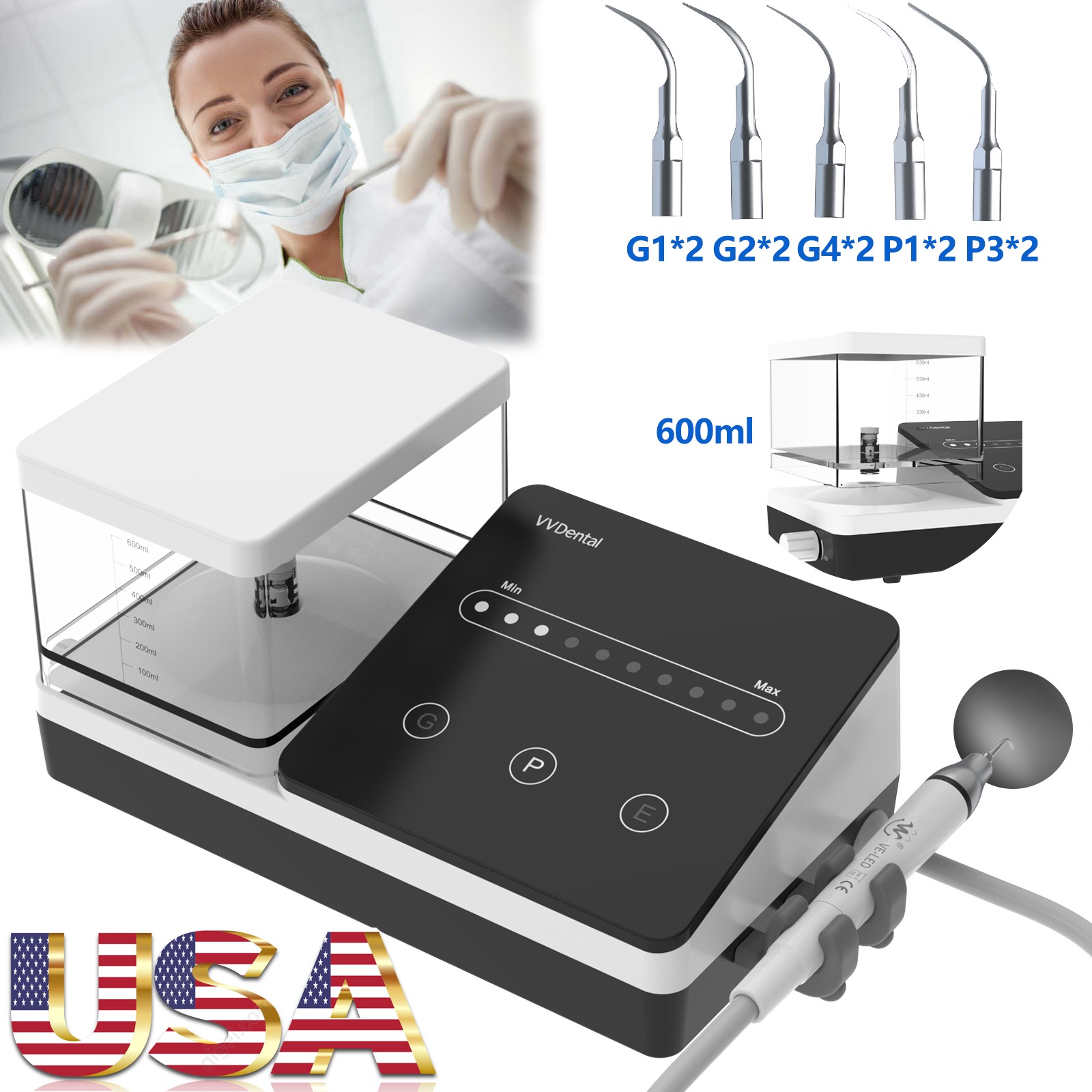 Dental Ultrasonic Piezo Scaler LED Handpiece Bottles Fit EMS Cavitron Woodpecker