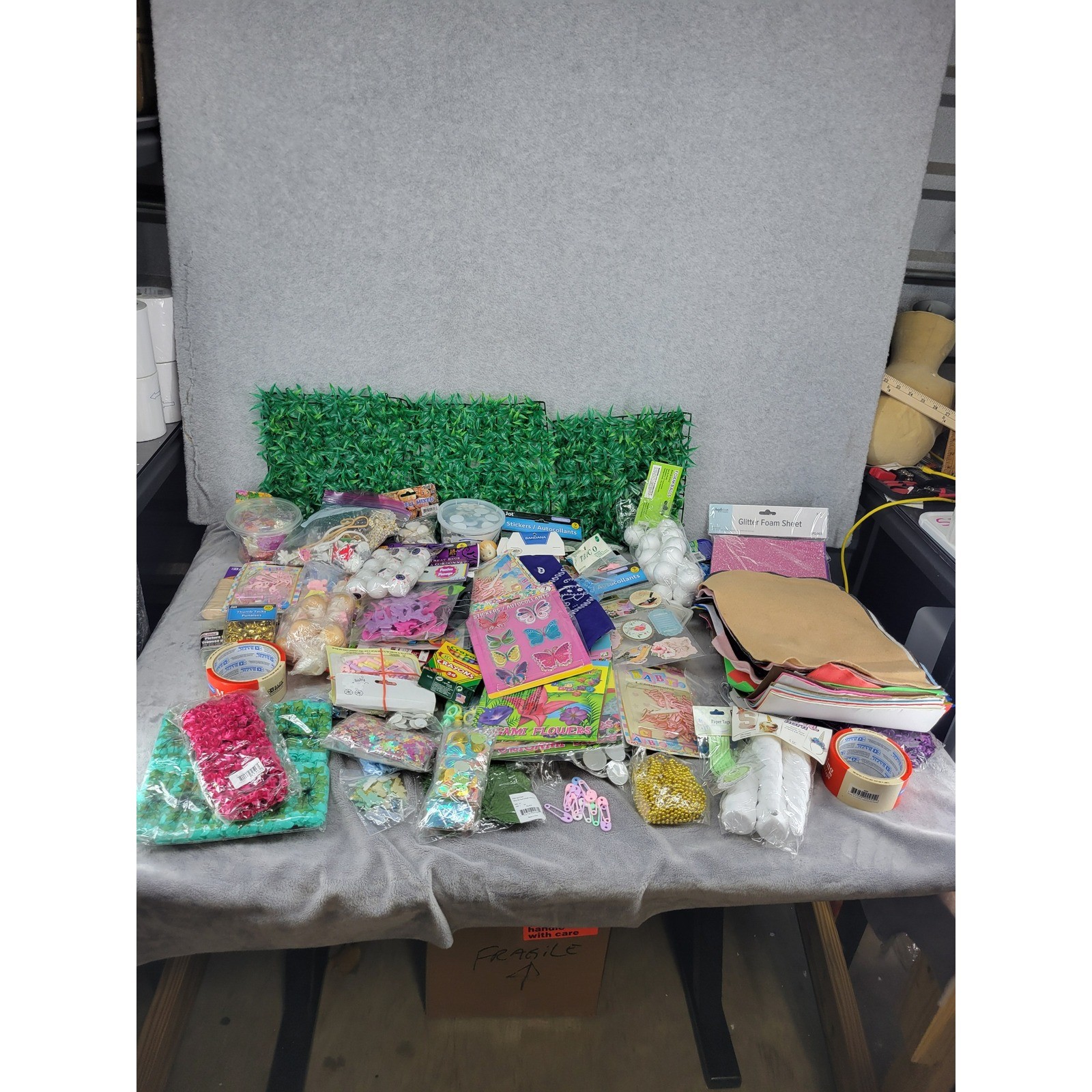 10lbs Craft Supply Bundle Mixed Lot Embellishments Stickers Fabric Tape Beads