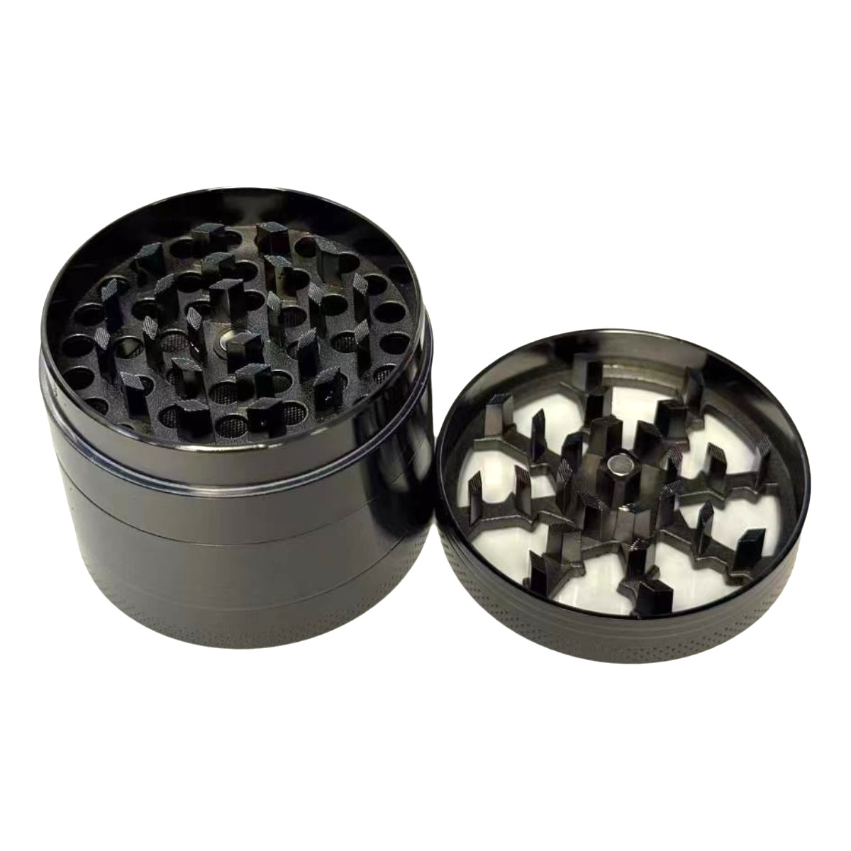 2.2"Metal Tobacco Grinder 4 Piece Lightning Wheel See Through Lid Herb Crusher