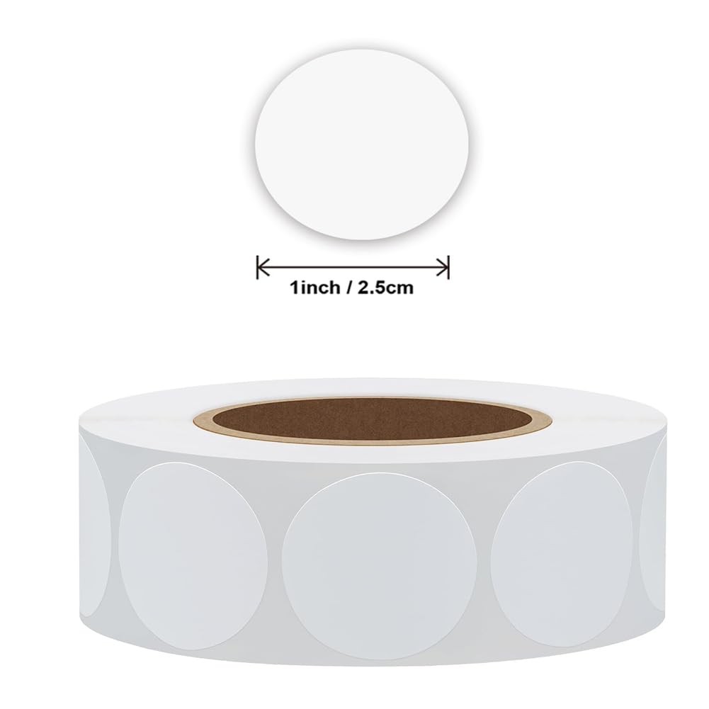 1000Pcs 1 Inch White Circle Dot Sticker Round Coding Labels 1 inch,