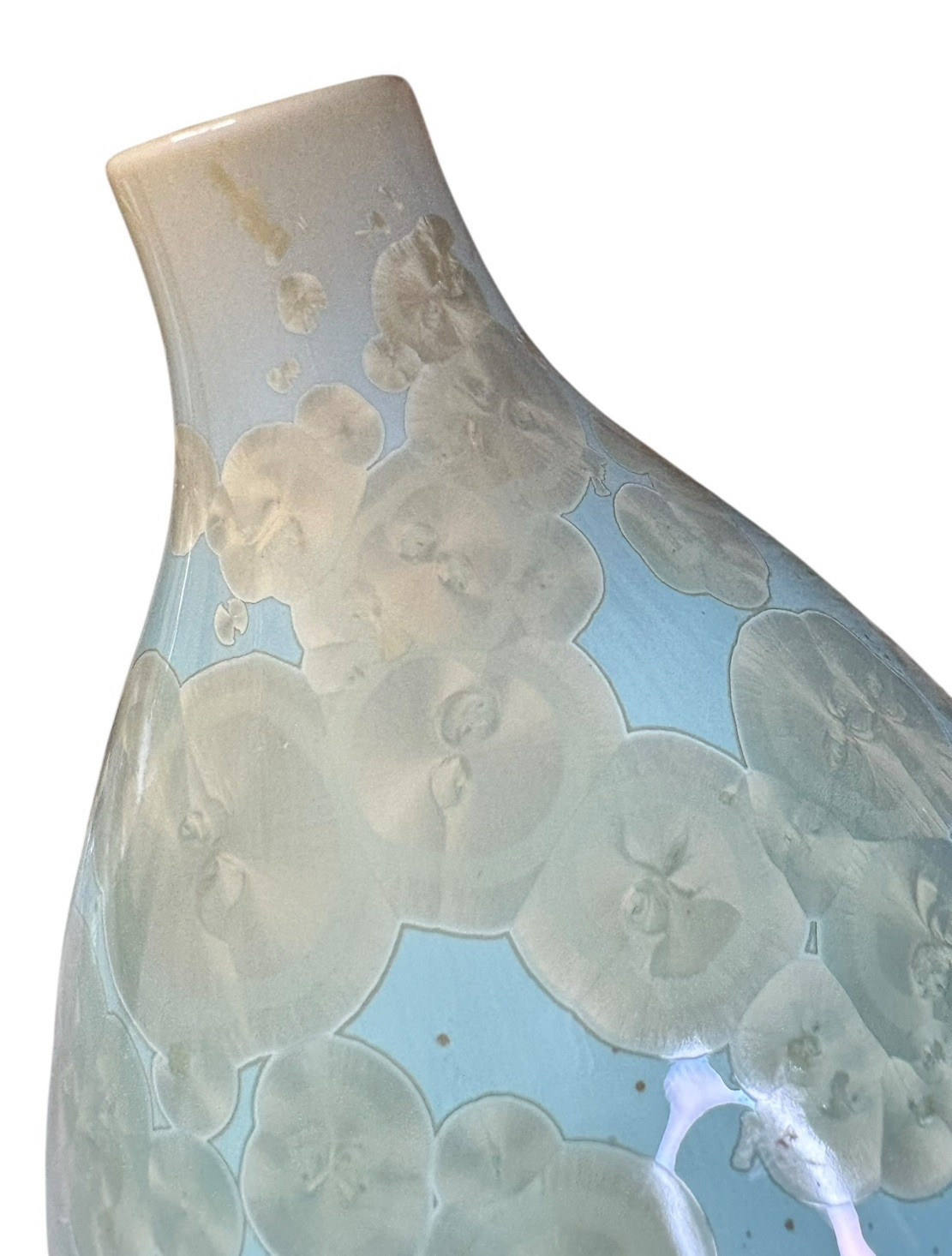 Simon Pearce Teardrop Jade Crystalline Vase Celadon Organic Studio Pottery