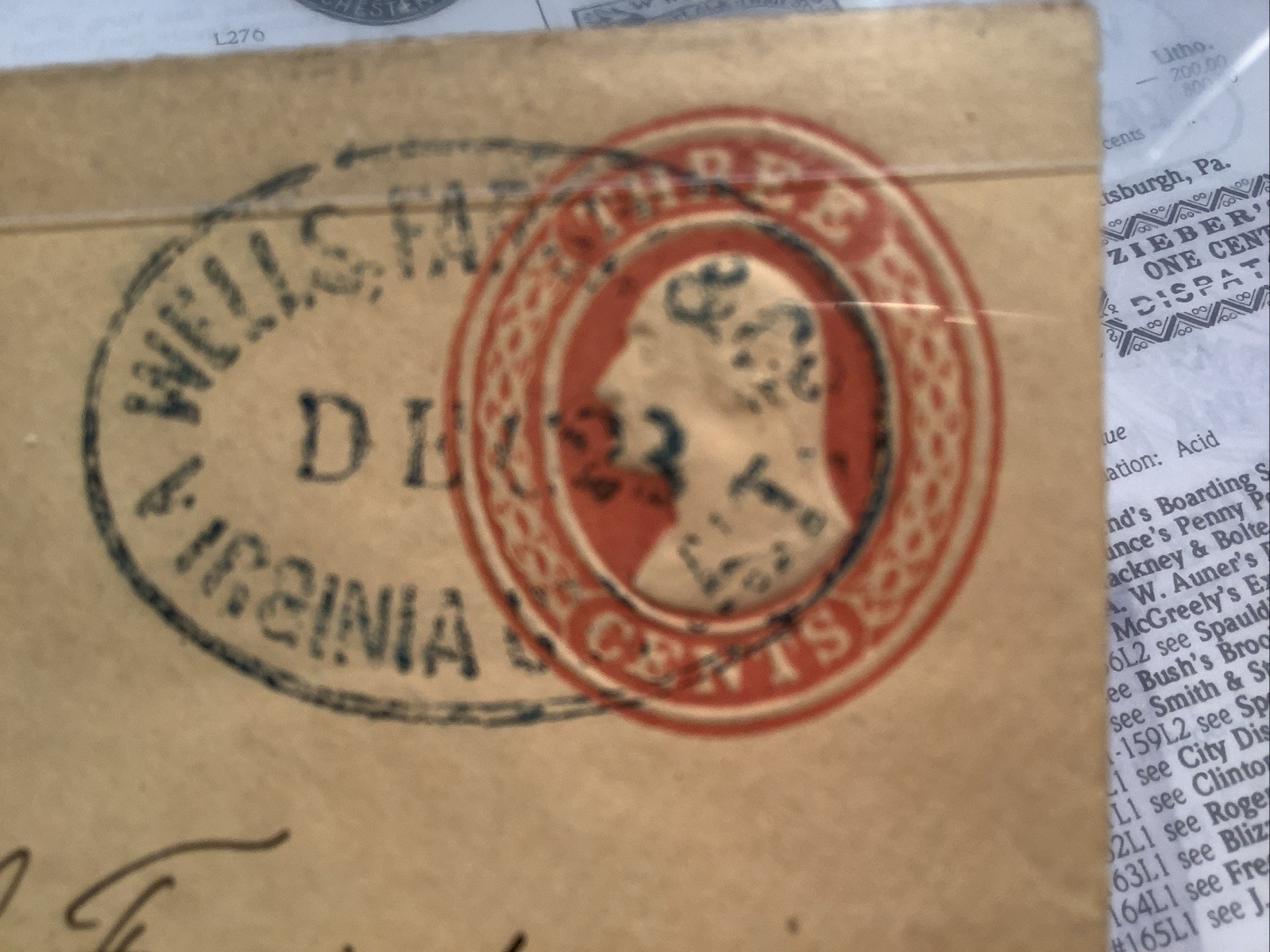 Wells Fargo Pony Express 1862-64 GENUINE 143L9, U5 entire.BUT Bogus Cancel