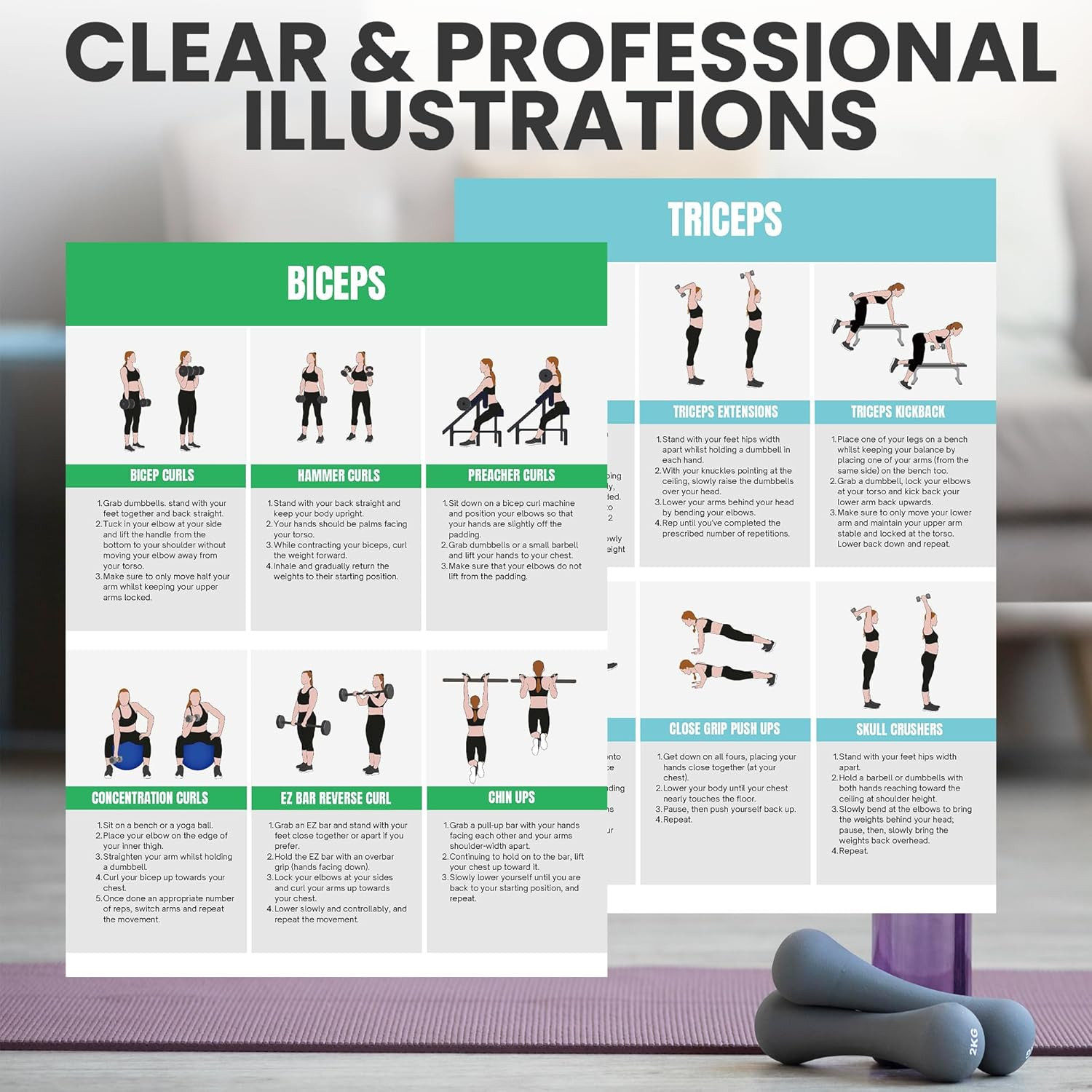 Full Body Workout Poster for Home Gym – Exercise Chart for Glutes, Legs, Back &