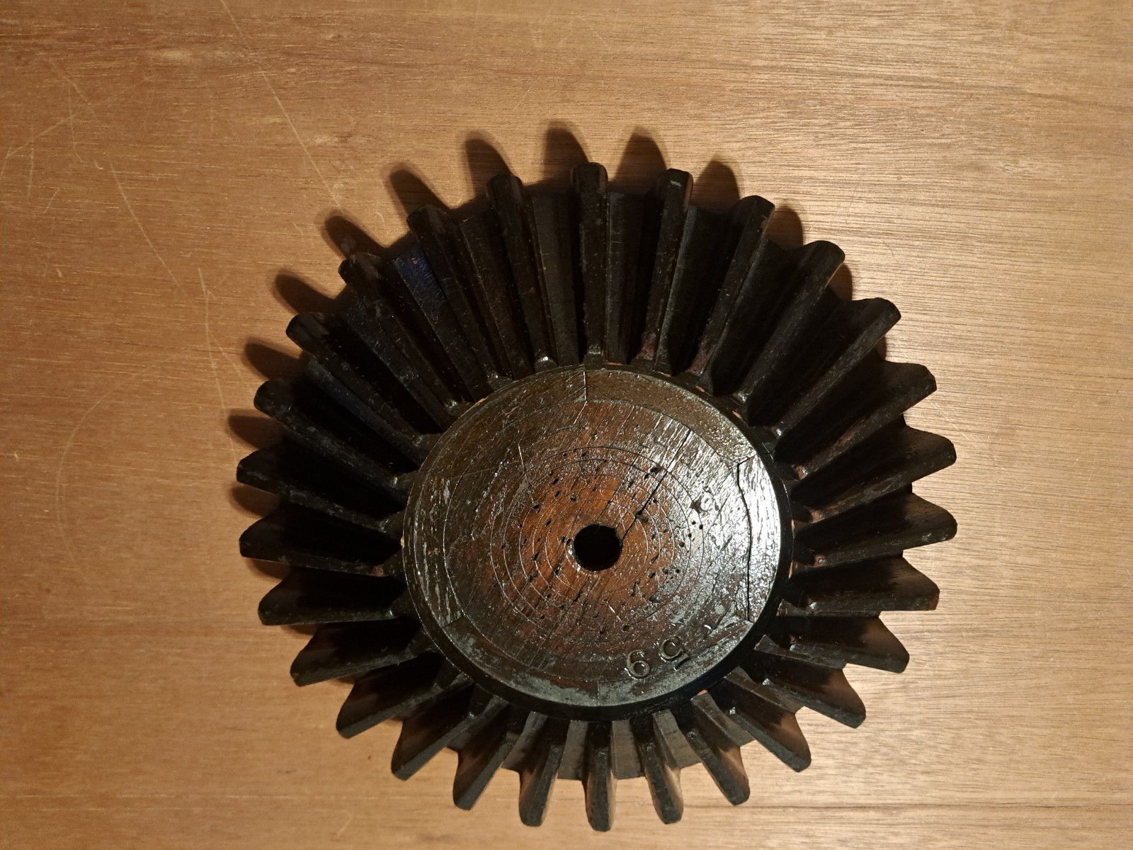 ANTIQUE WOODEN RING GEAR FOUNDRY MOLD / PATTERN 12" DIAMETER GREAT CONDITION