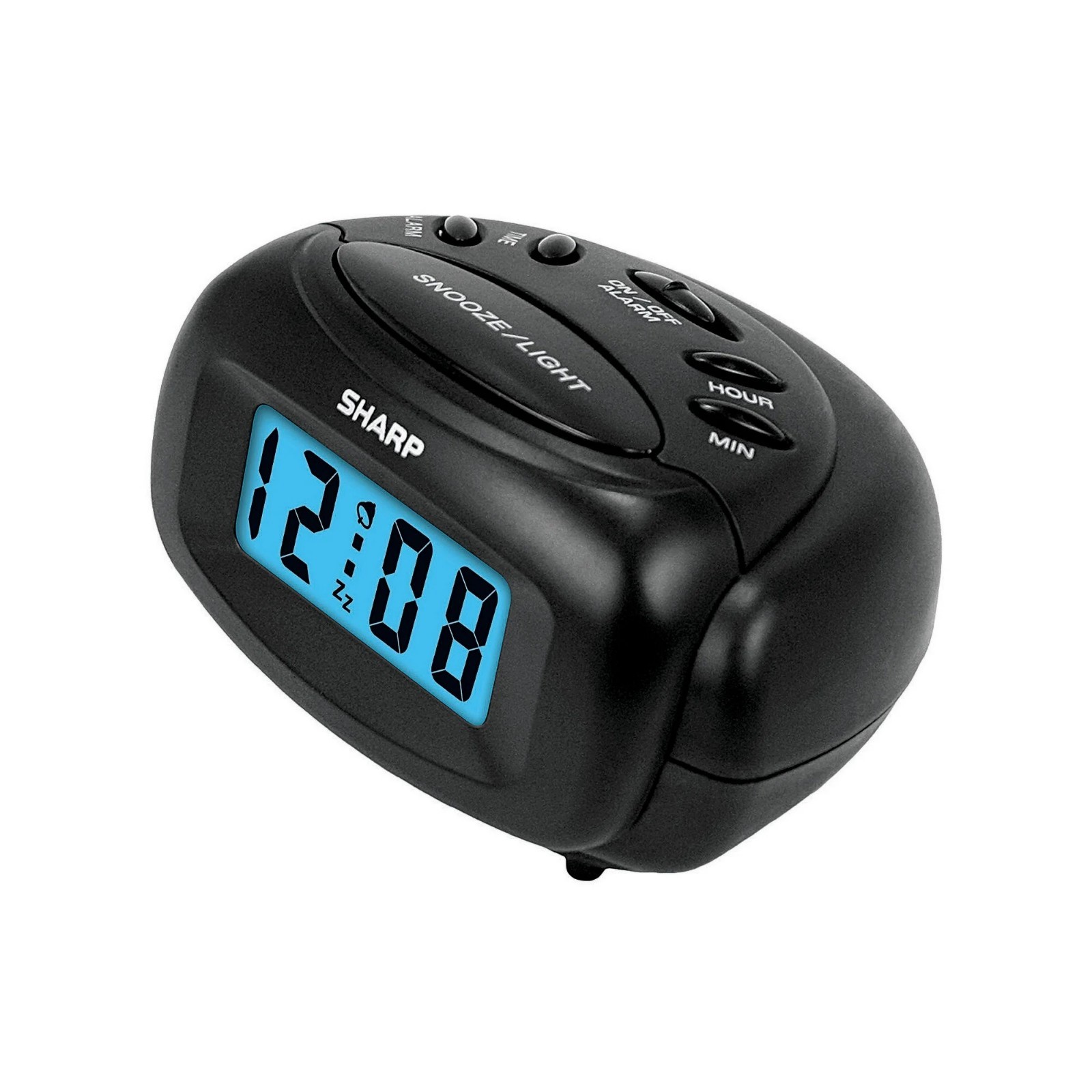 Digital Alarm Clock, Black, LCD Display, Battery Operated, Small, Travel Clock