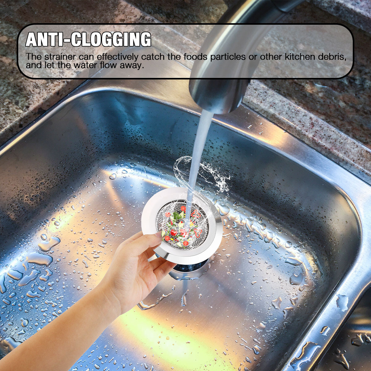 2PCS 4.5" Kitchen Bathroom Sink Strainer Stainless Steel Filter Drain Strainer