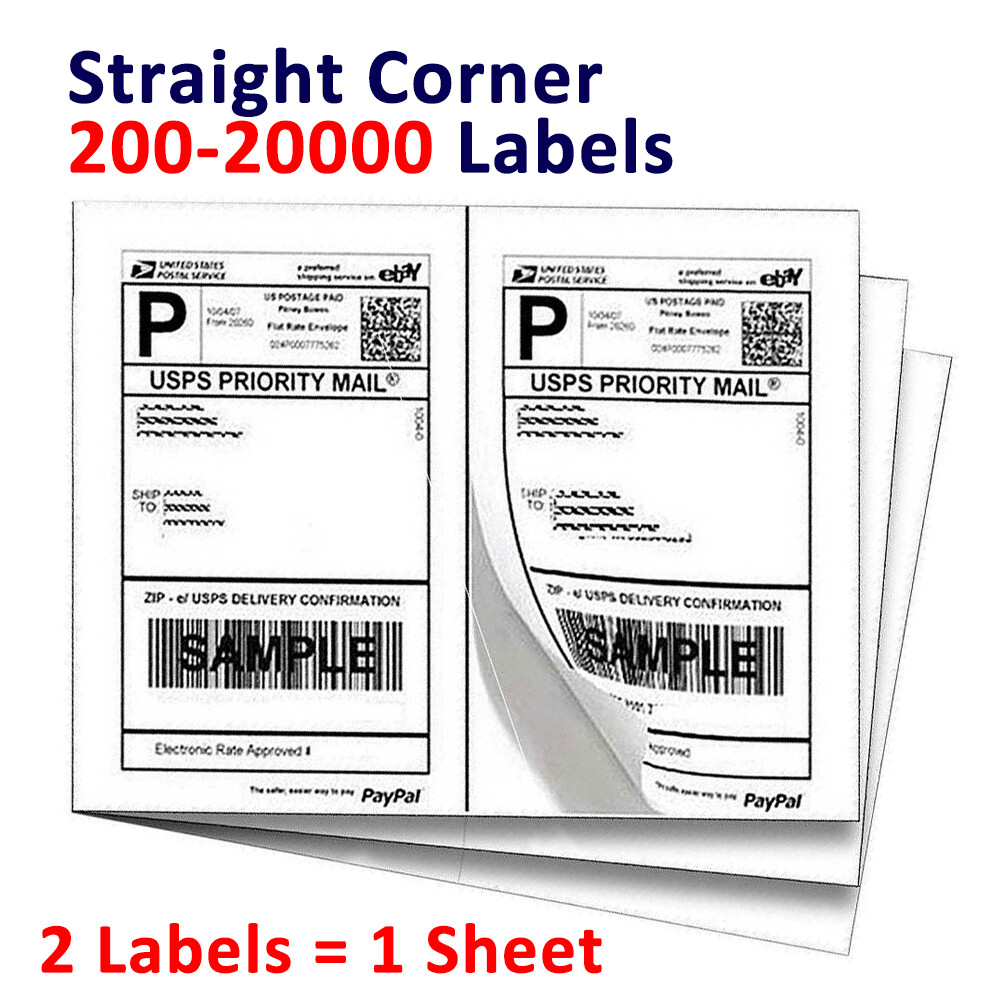 200-20000 Premium 8.5x5.5 Shipping Mailing Labels Half Sheet Self Adhesive Label