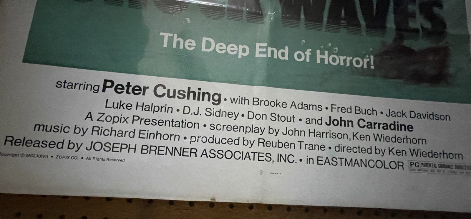 ORIG. MOVIE POSTER~ SHOCK WAVES~ PETER CUSHING~1977~ SHOCK WAVE~ONE SHEET 27X41