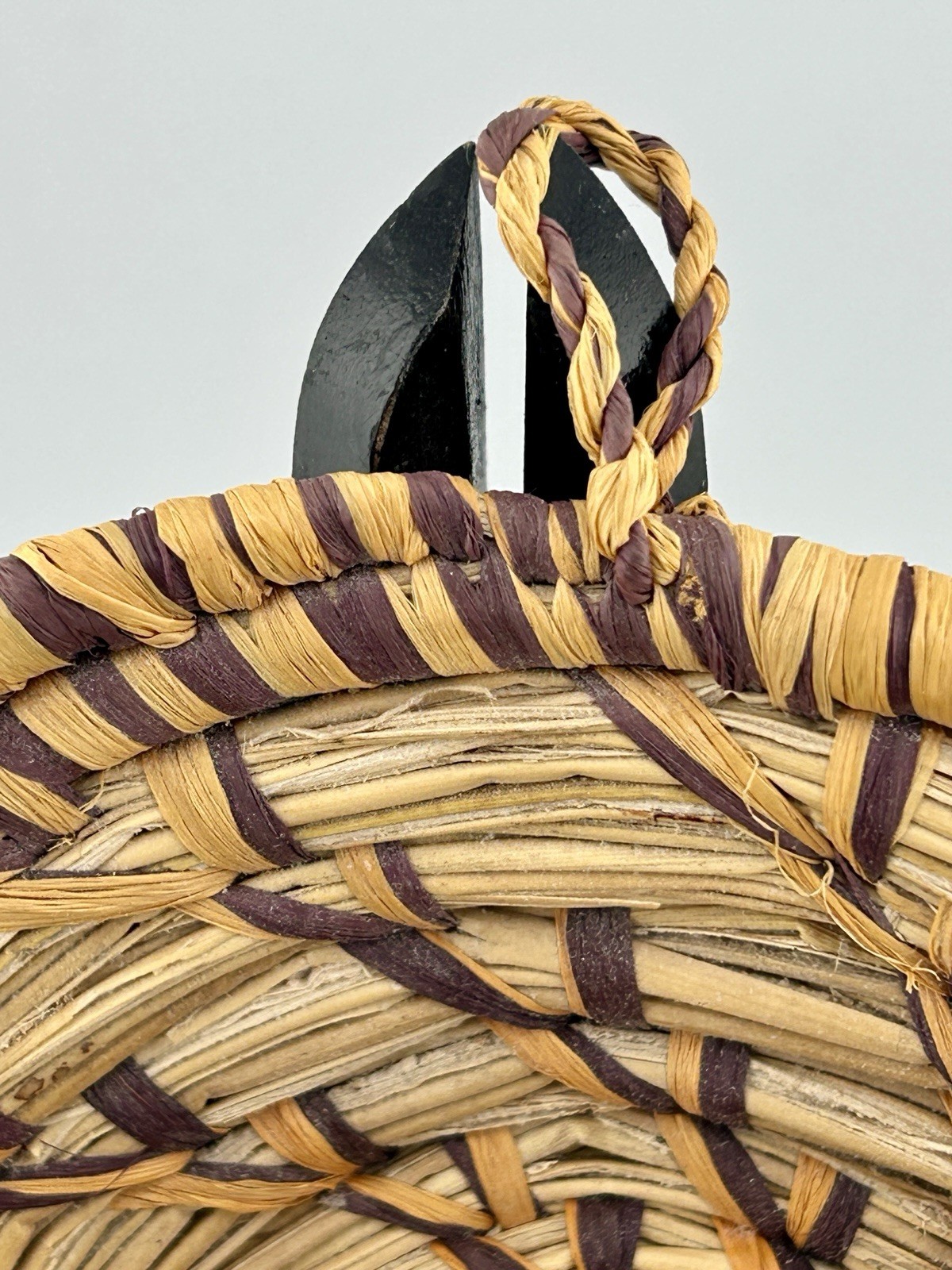 Antique Tohono O’odham Papago Coiled Basket 6½″ Dyed Fibers Early 1900s