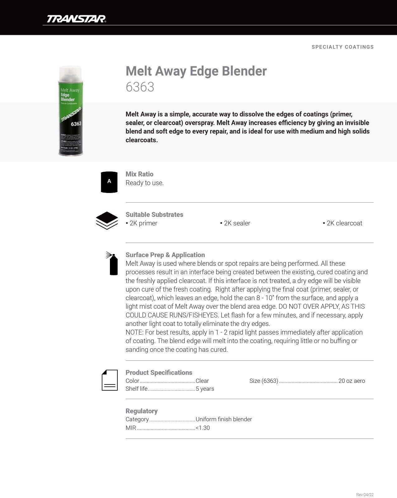 Transtar 6363 Melt Away Edge Blender Aerosol FREE SHIPPING!!