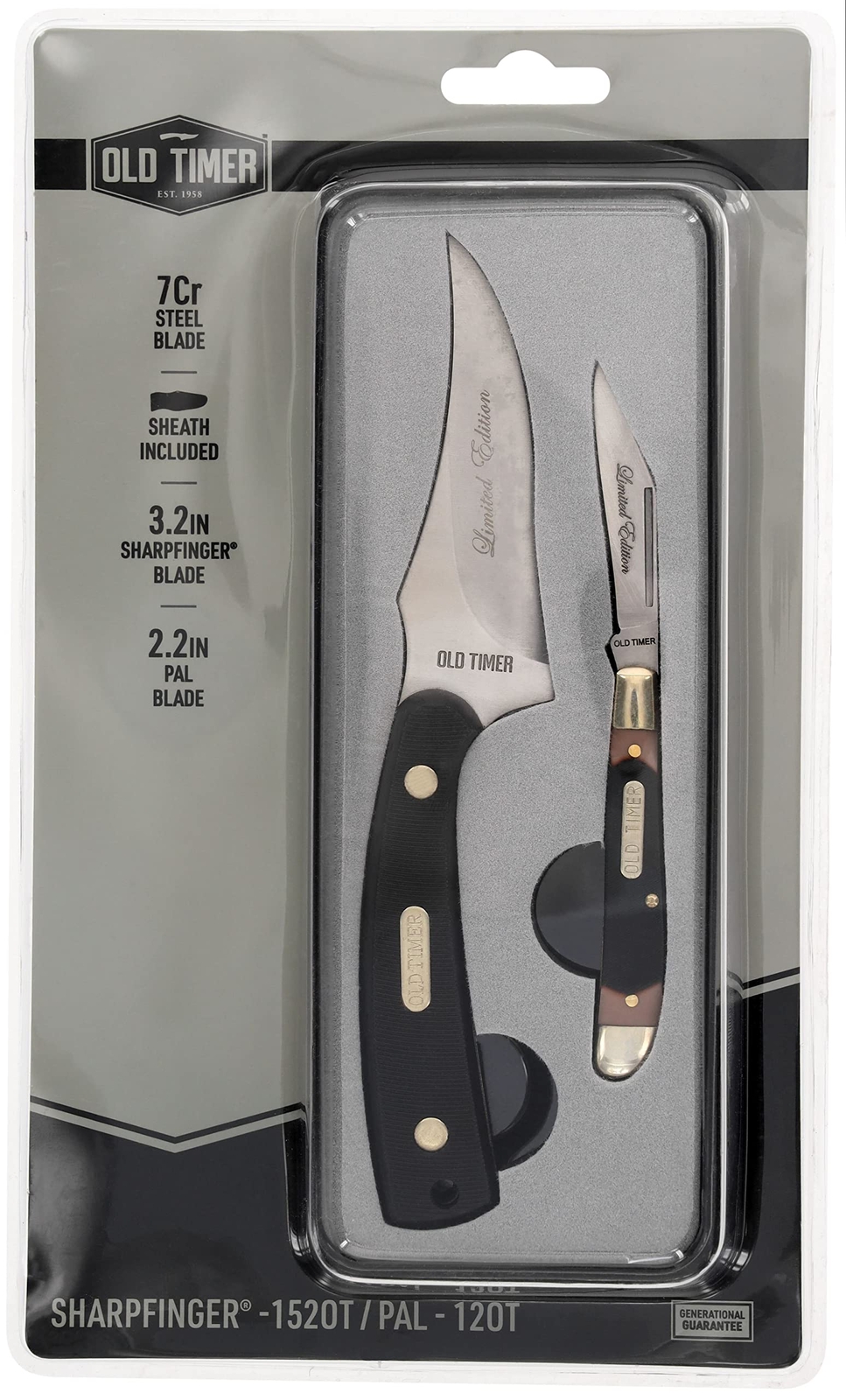 SCHARDE Old Timer 152OT Sharpfinger & 12OT Folder Knife Combo w/ Gift