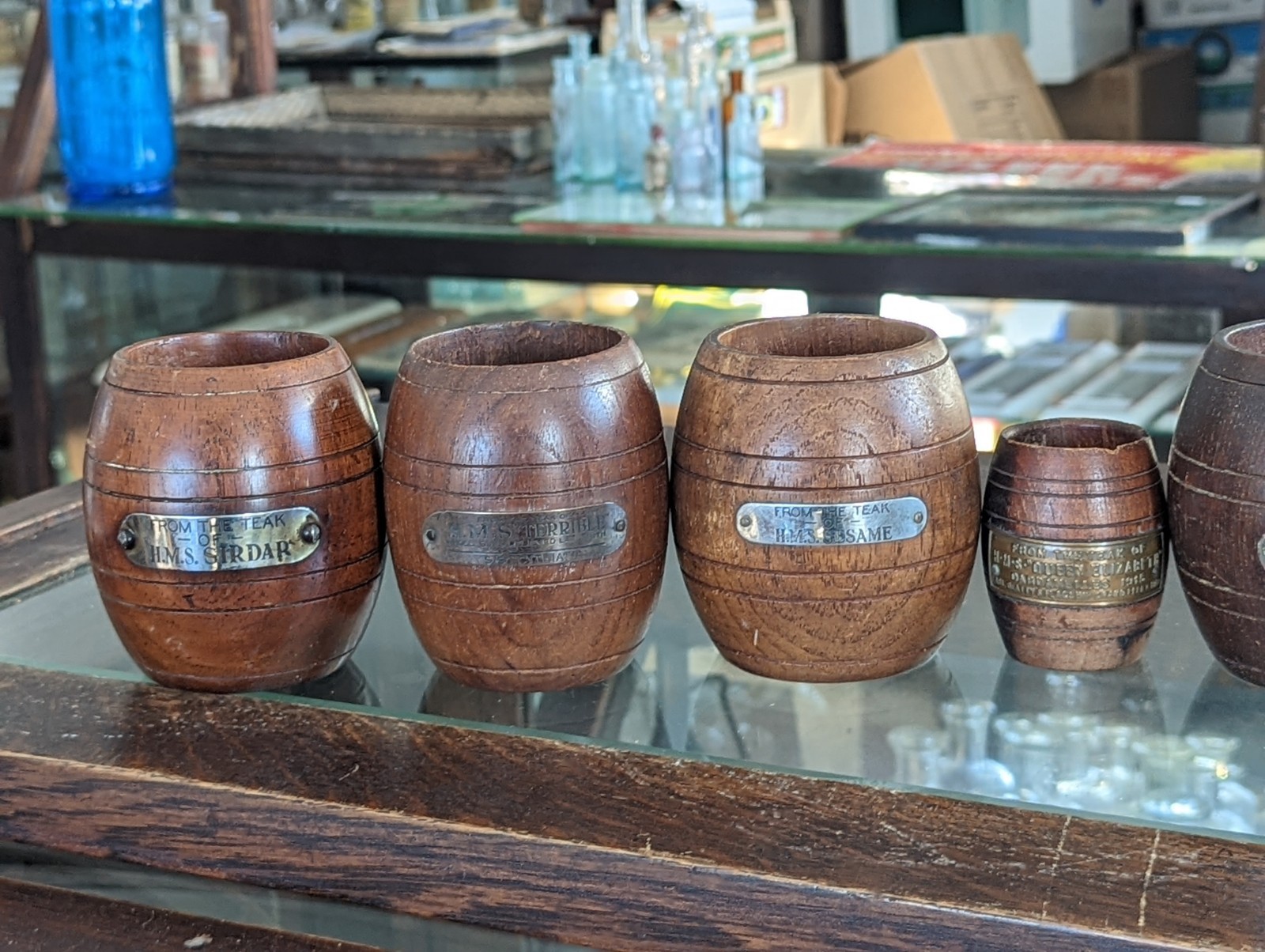 8 Wooden HMS WW1 Teak Relic Battleship Barrels War Ship British