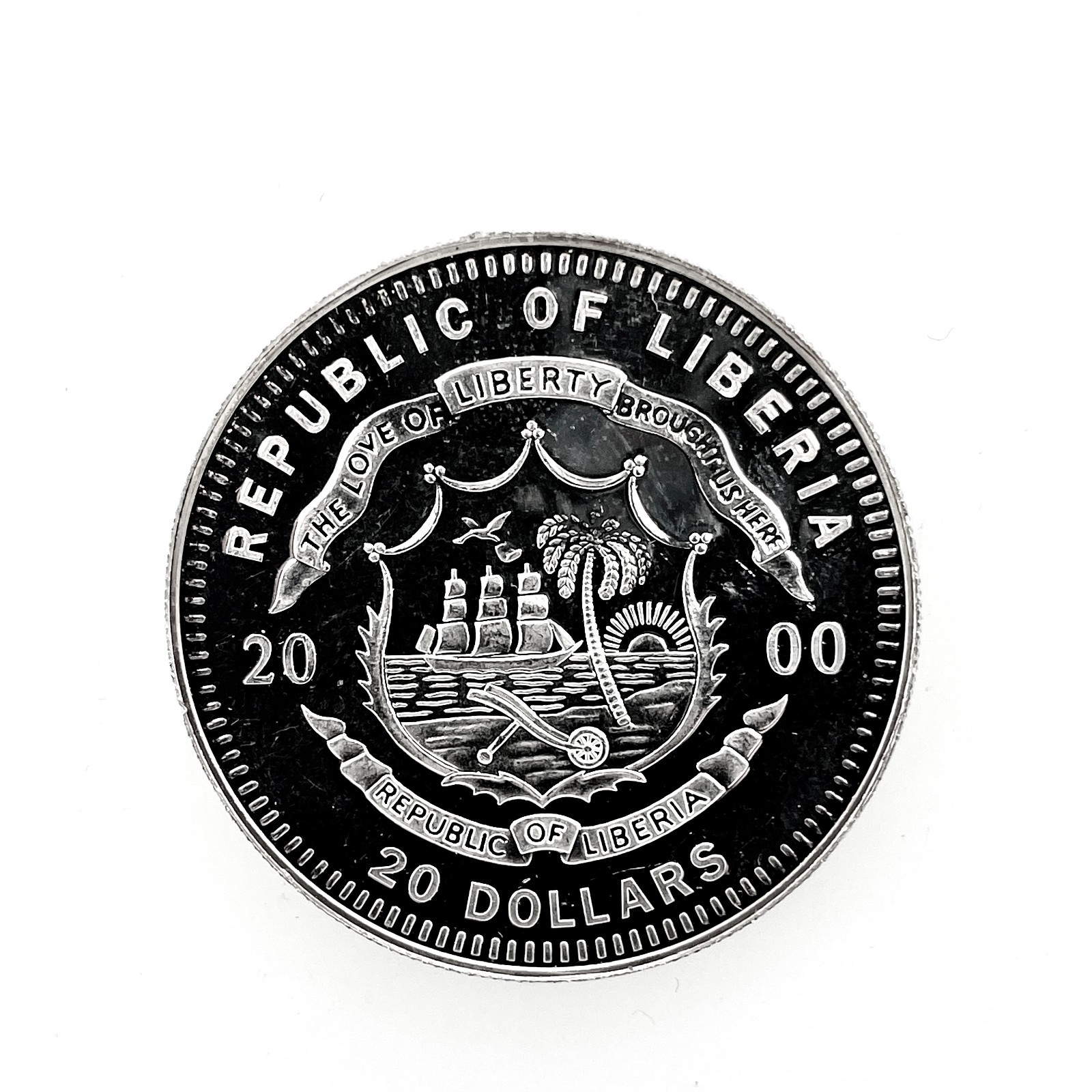 2000 LIBERIA $20 Dollars HM Bark Endeavour .999 Silver Proof Coin