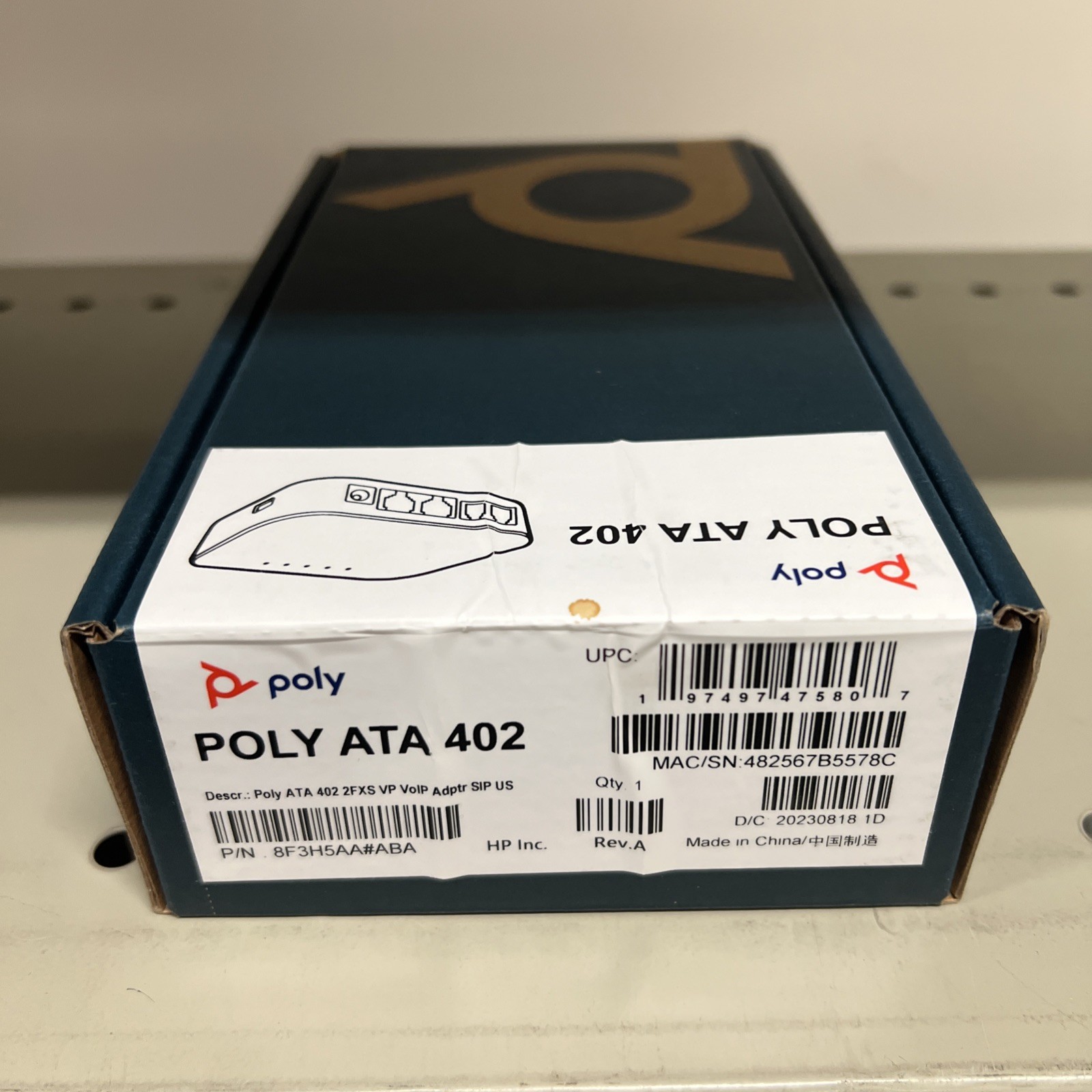 Poly ATA 402 2FXS Voice Port VoIP Adapter with Open SIP and Power Supply