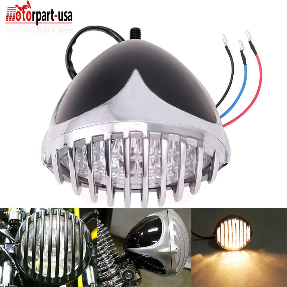 Motorcycle Grill Headlight Lamp For Harley Chopper Bobber Cafe Racer Cruiser