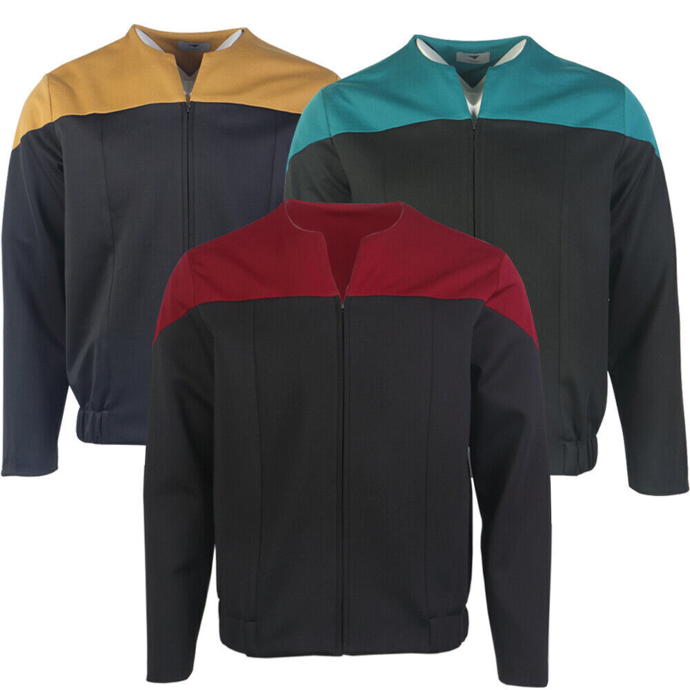 For DSN Commander Gold Blue Uniform Voyager Starfleet Jacket Costume