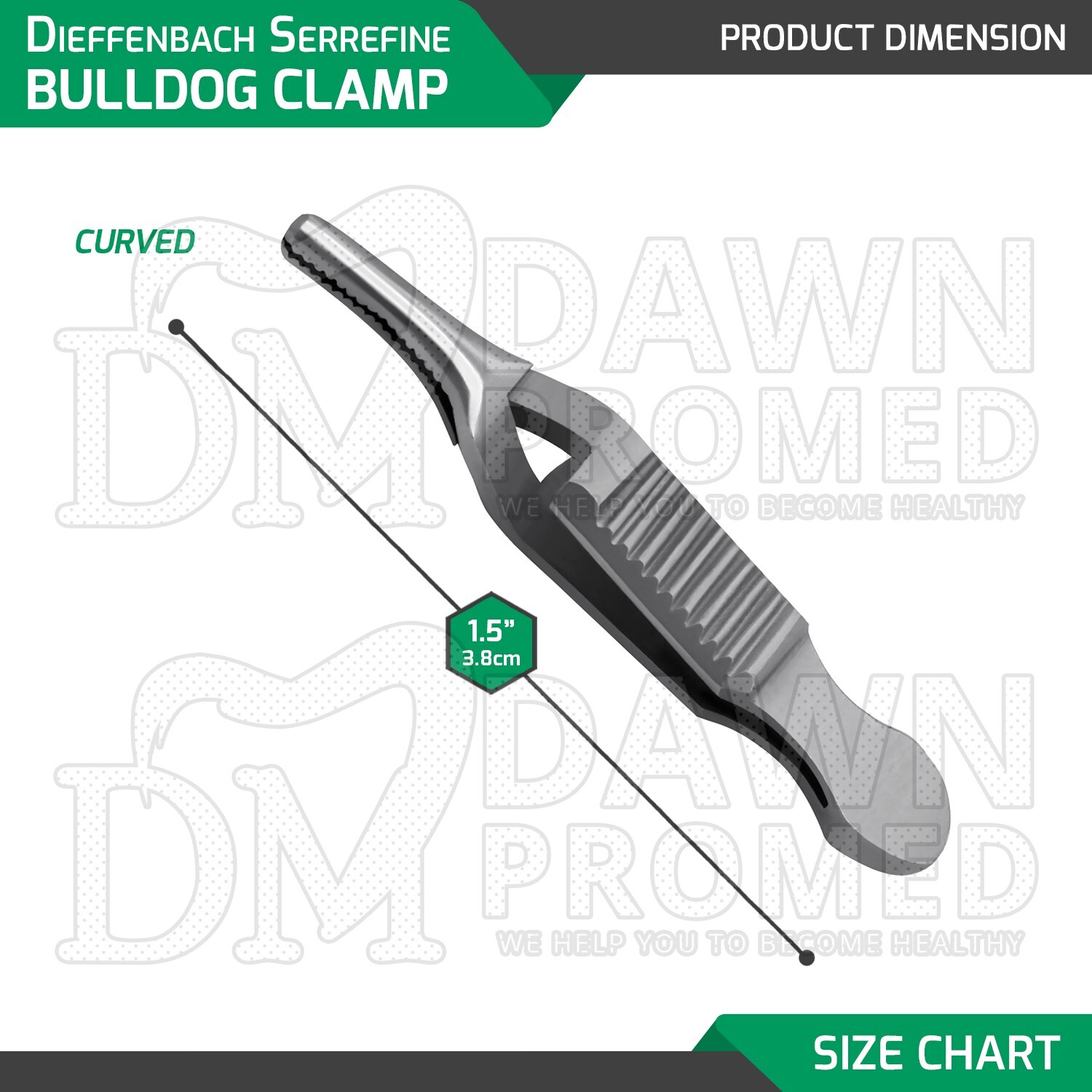 2 Pcs Debakey Bulldog Clamp 1.5" Straight & Curved Atraumatic Forceps Set