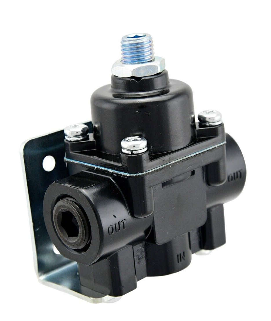 Black Adjustable Fuel Pressure Regulator, 5-9 PSI, 3/8" NPT Inlet & Outlet