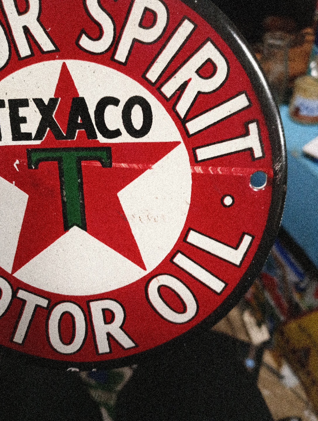 Round Porcelain Motor Spirit Texaco Motor Oil Sign