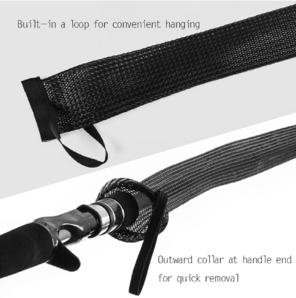 1Pack 170CM Fishing Rod Sock Covers Braided Mesh Spinning Rod Protector Sleeves