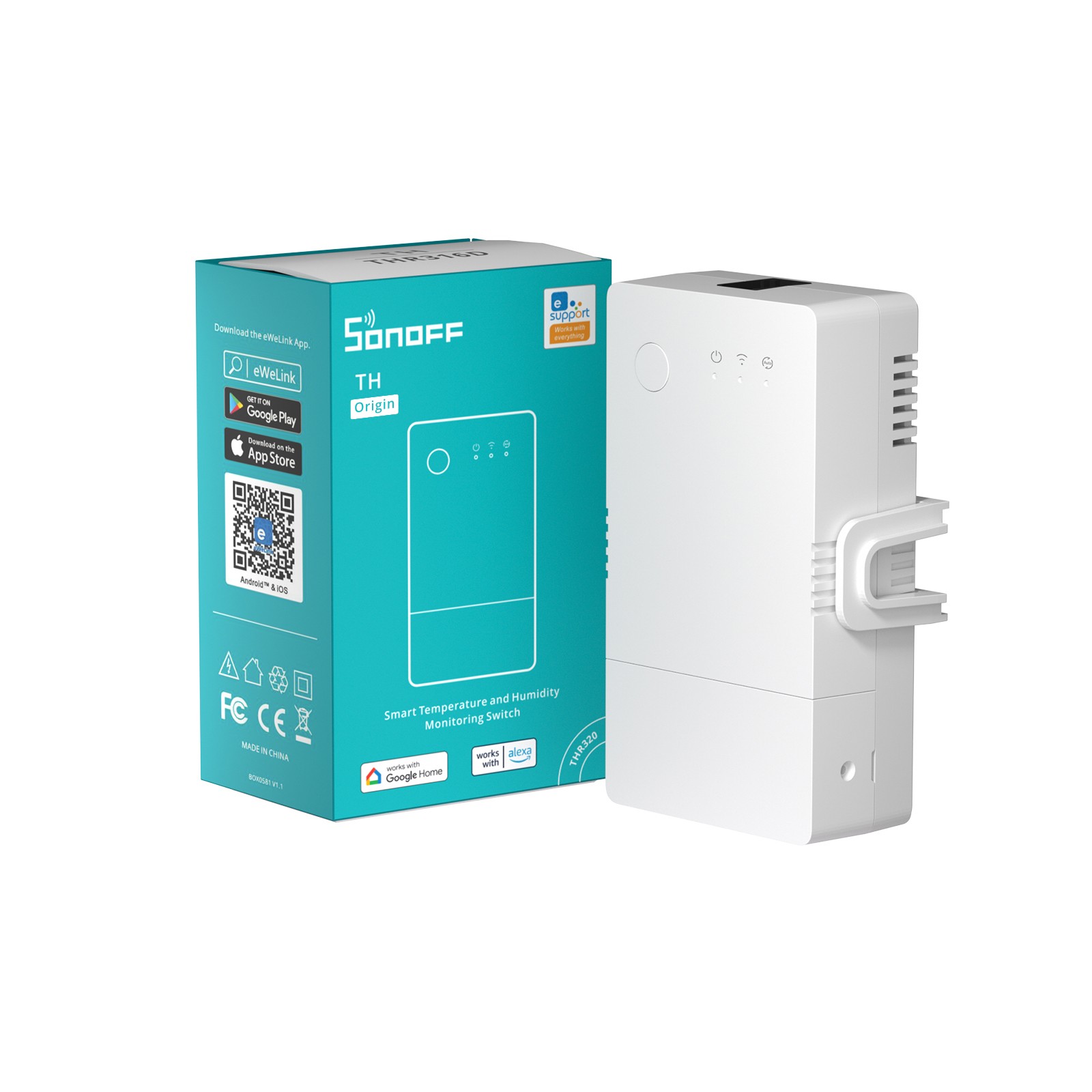 SONOFF TH Origin 20A Max Wifi Smart Switch Temperature and Humidity Monitoring