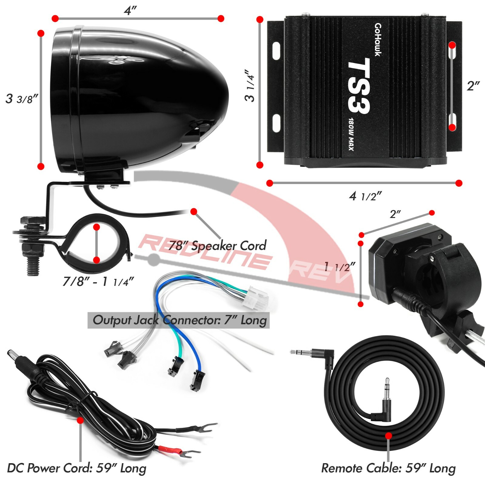 Refurb Bluetooth Motorcycle Stereo Speakers Audio Amplifier System ATV Golf Cart
