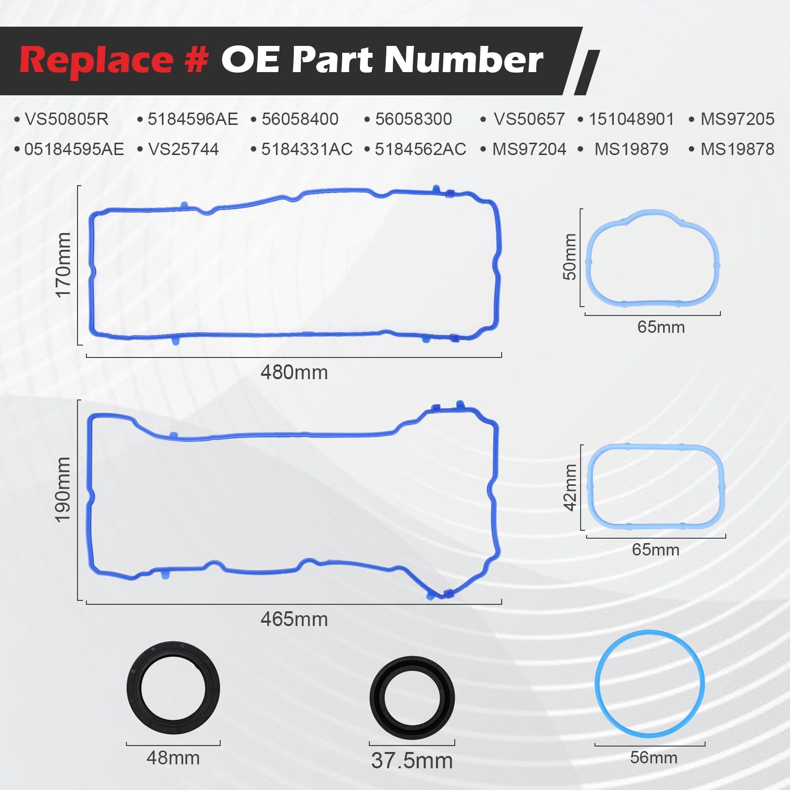 ✅VS50805R Valve Cover & Intake Gasket Set for 11-22 Chrysler Dodge Jeep 3.6L✅