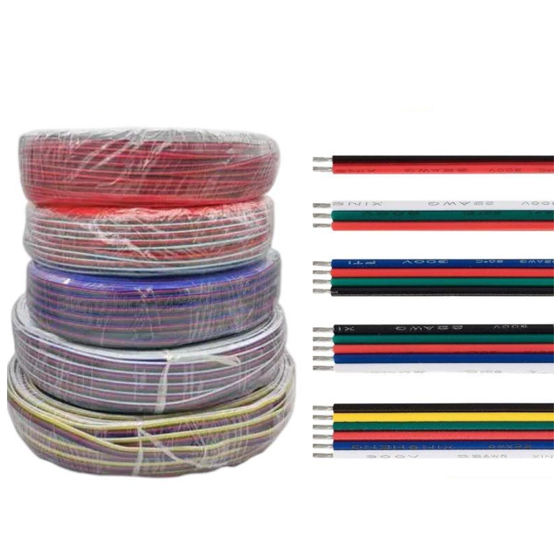 2/3/4/5/6-Way PVC Multi Flat Ribbon Cable Wire LED Light strip cable