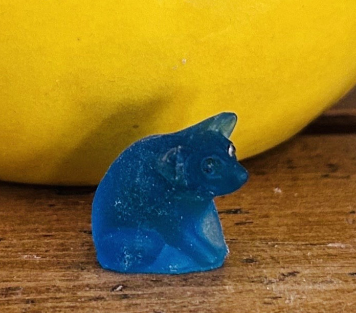 Antique 1920's? Blue Satin Czech Glass Pig/Boar Cracker Jack Charm Prize