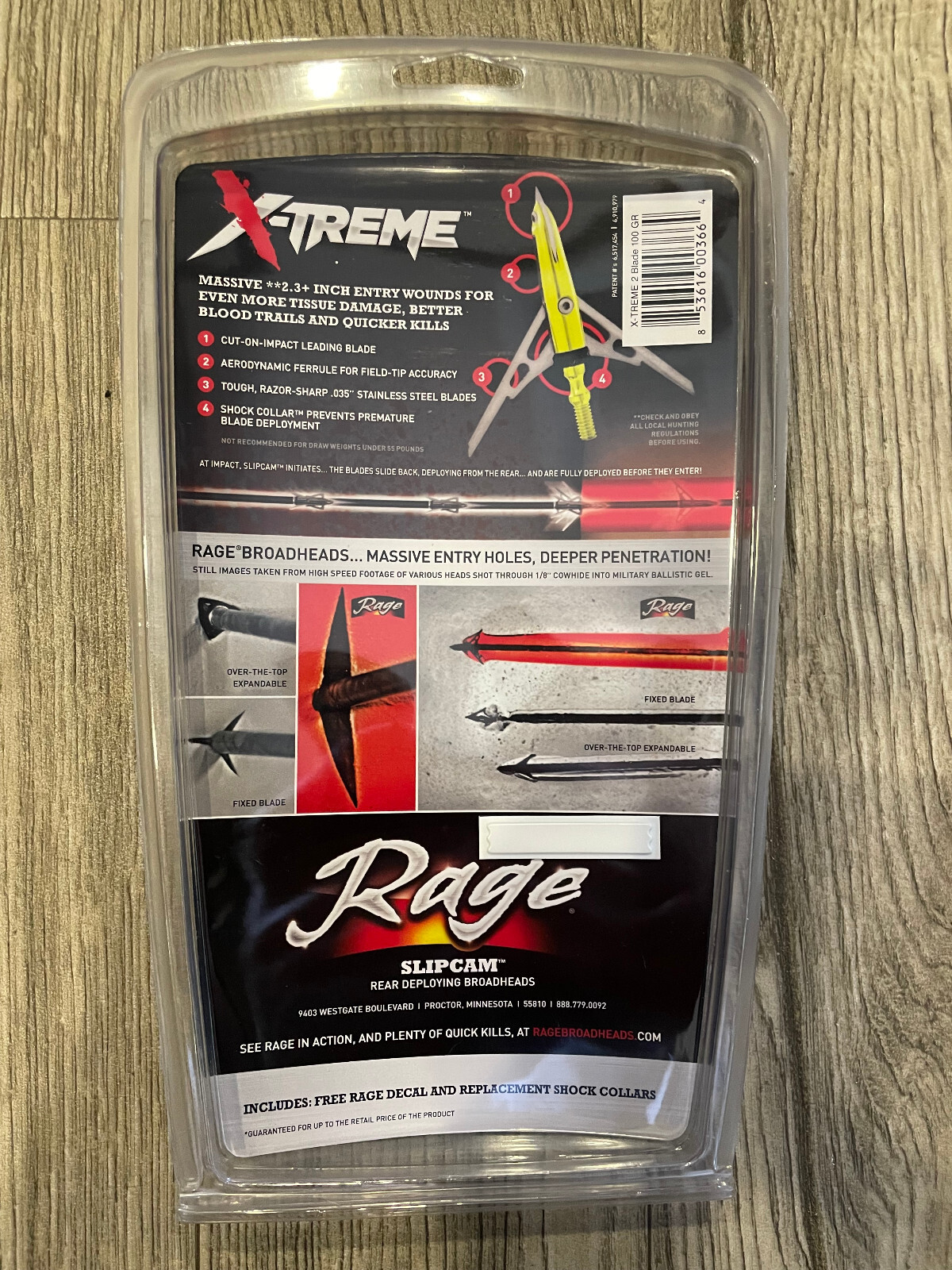 Rage SLIPCAM Xtreme Extreme mechanical Broadheads 100 Grain 2.3" HUGE CUT!!!